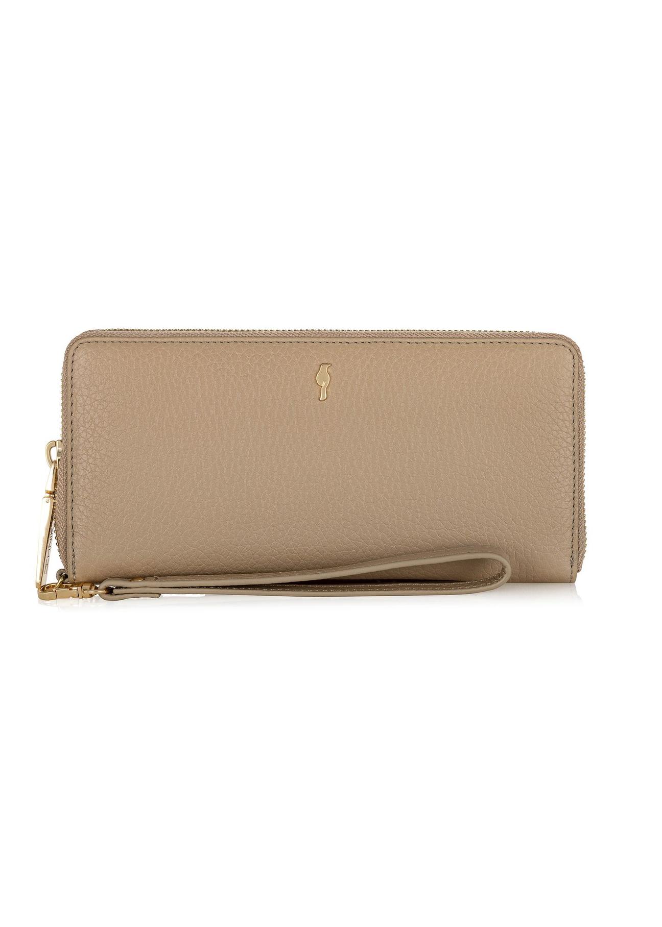 Beige leather women's belt wallet PORES-0892-80(W24)-01