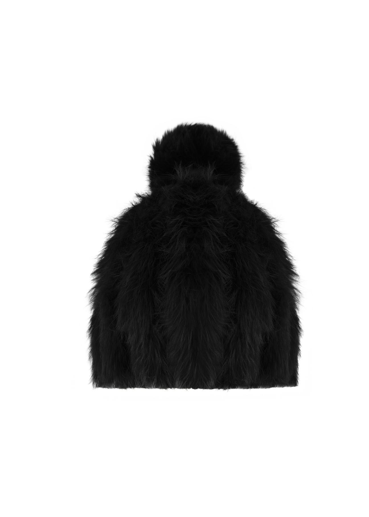 Women's black fur cap CZADF-0034-99(Z24)-02