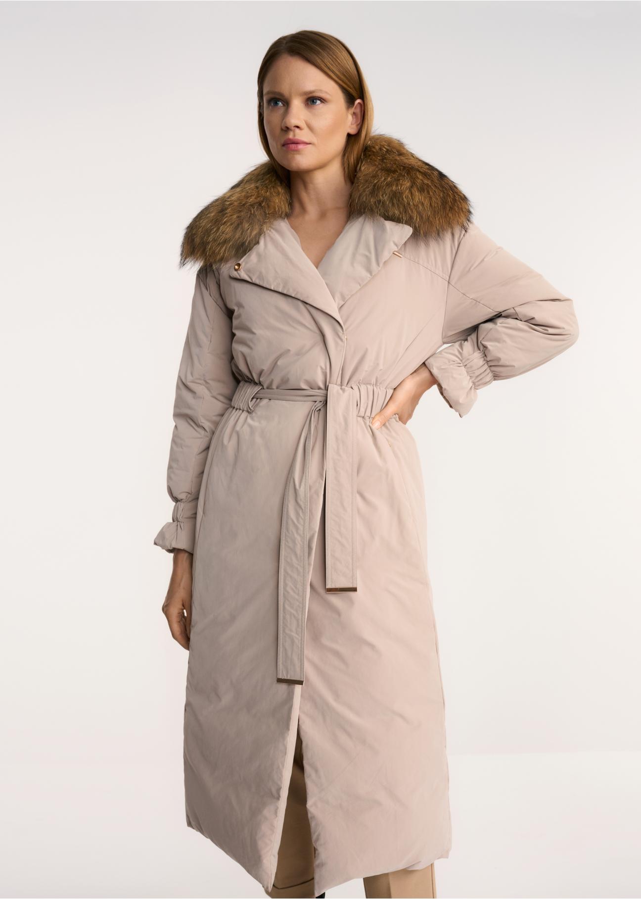 Women's coat with decorative crease KURDT-0383-81(Z22)-02