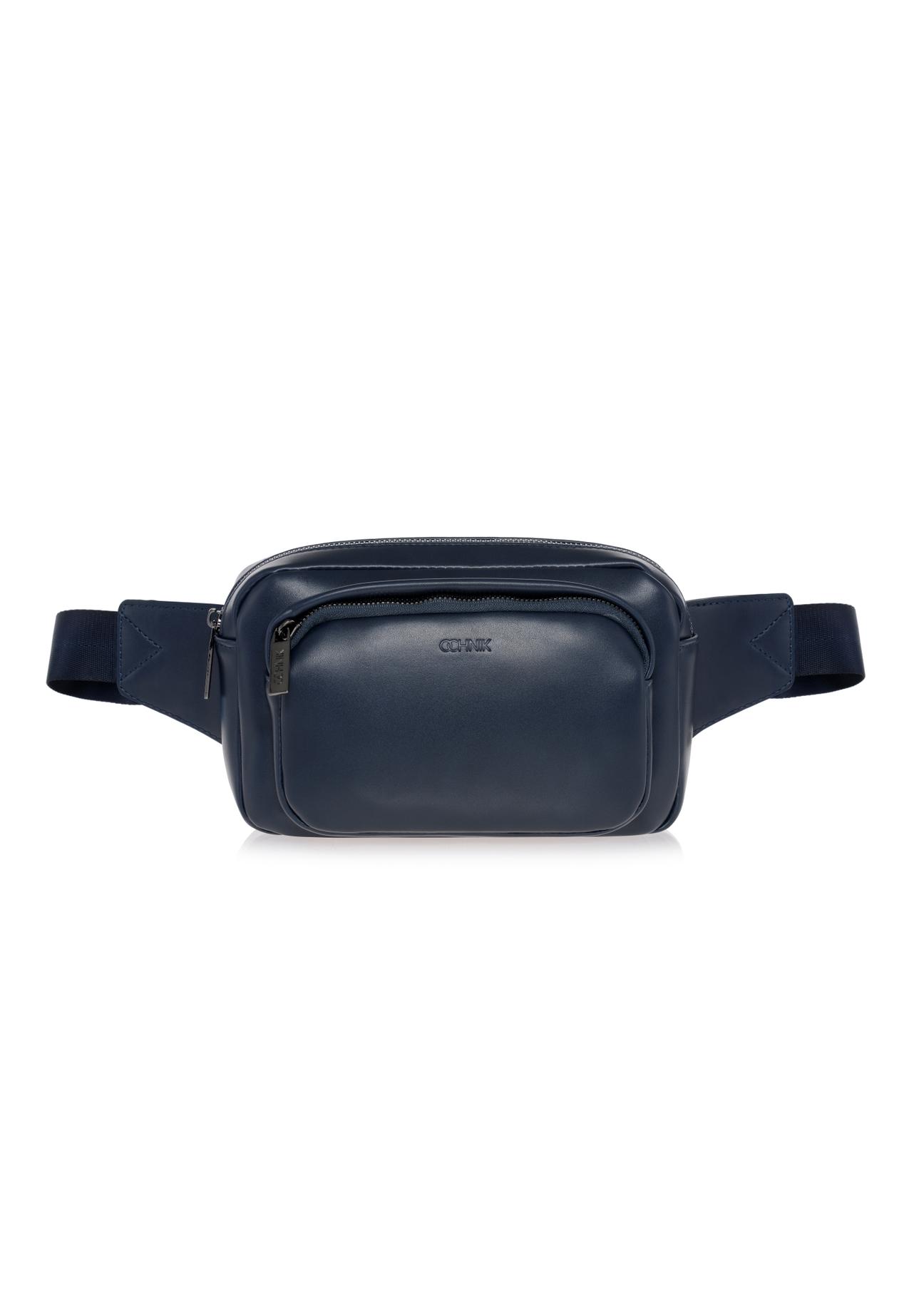 Navy blue men's kidney with embossed logo TORMN-0289-69(W23)-01