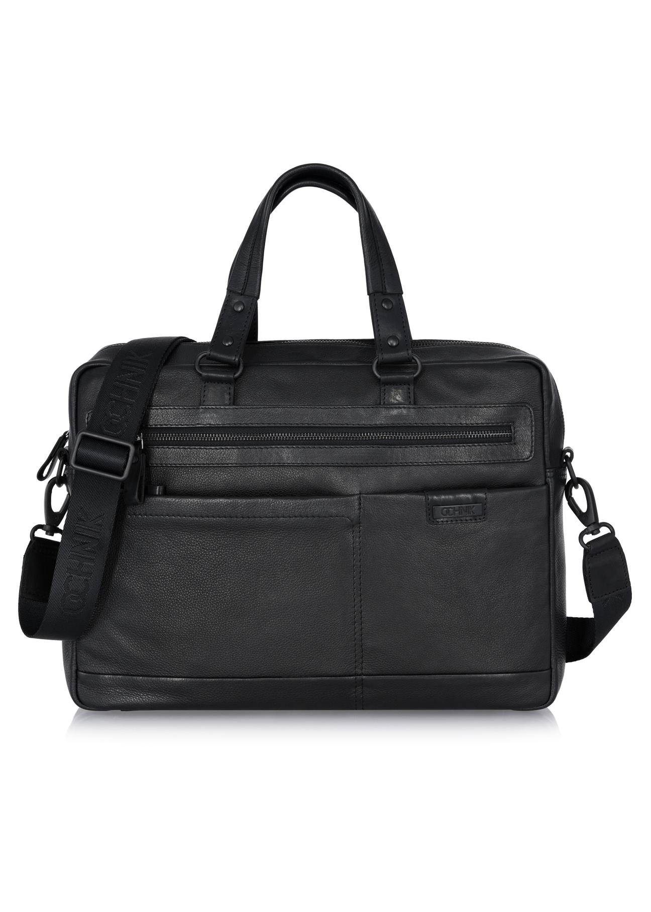 Black leather briefcase for men TORMS-0415-99(W24)-01