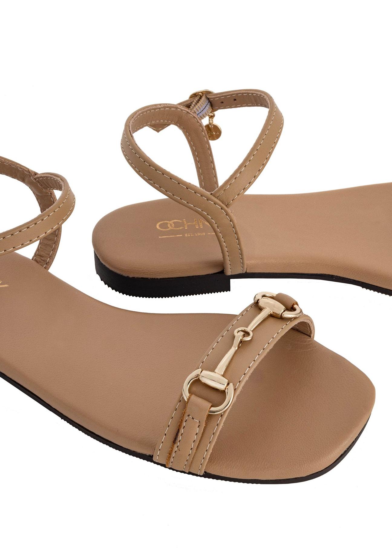 Beige leather sandals with buckle BUTYD-1056-81(W24)-06