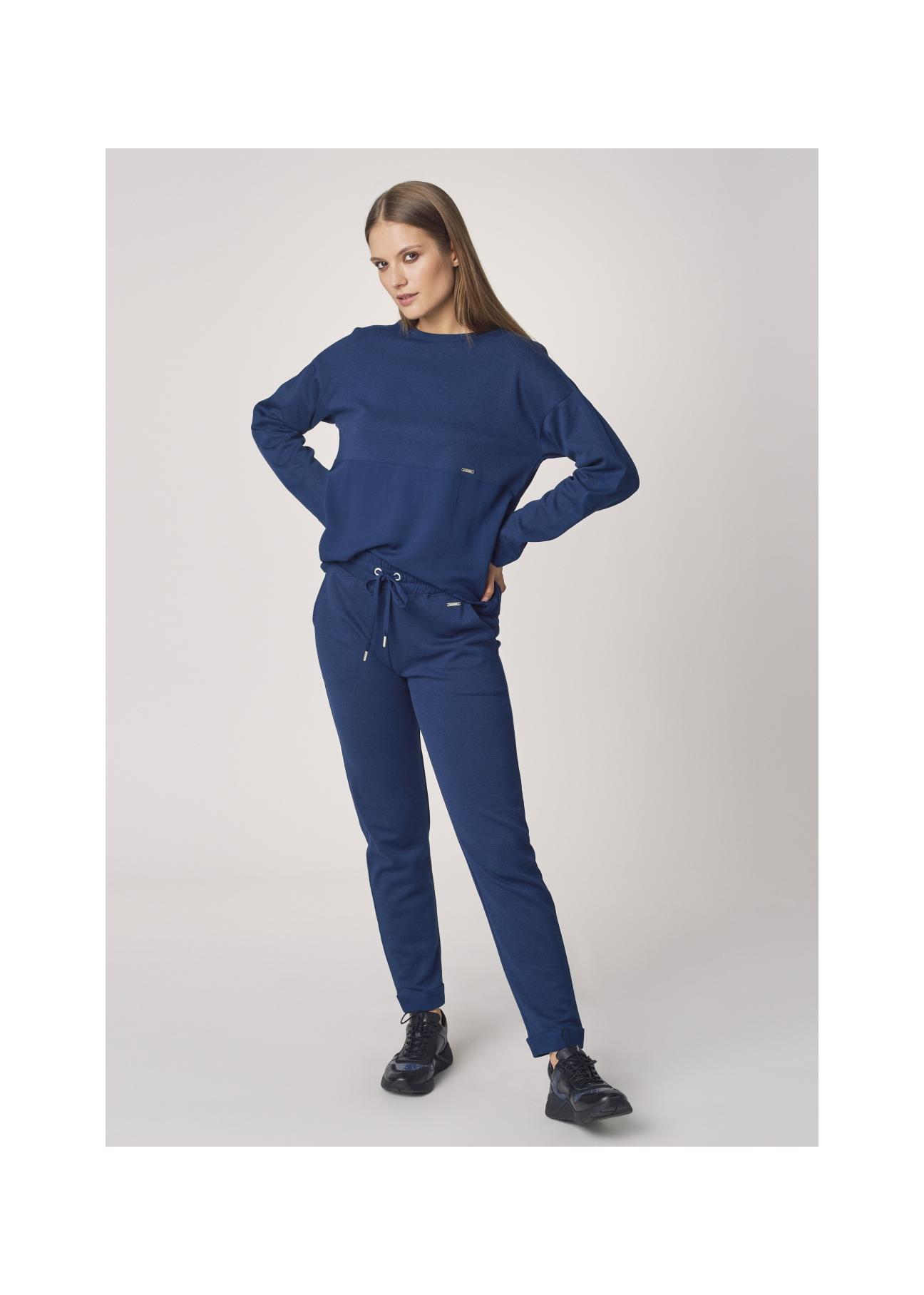 Women's navy blue basic oversize sweatshirt BLZDT-0063-69(Z21)-03