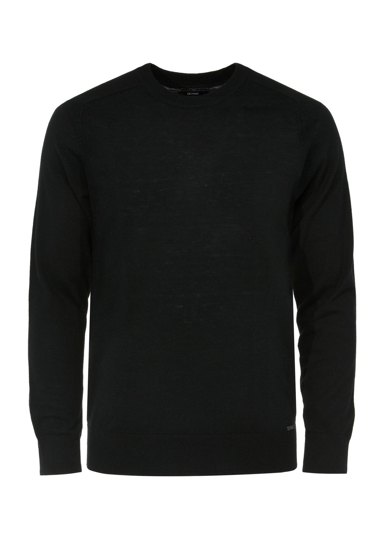 Black woolen men's sweater SWEMT-0165-99(W25)-01