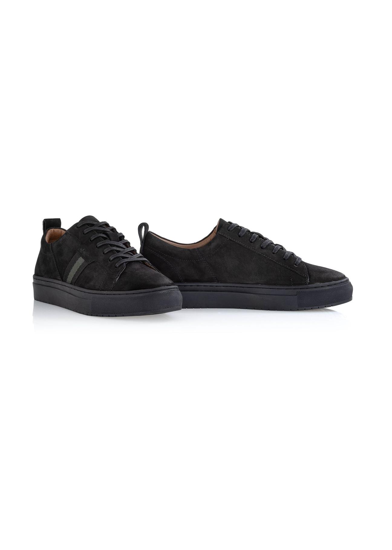 Black leather men's sneakers BUTYM-0430-99(W24)-02