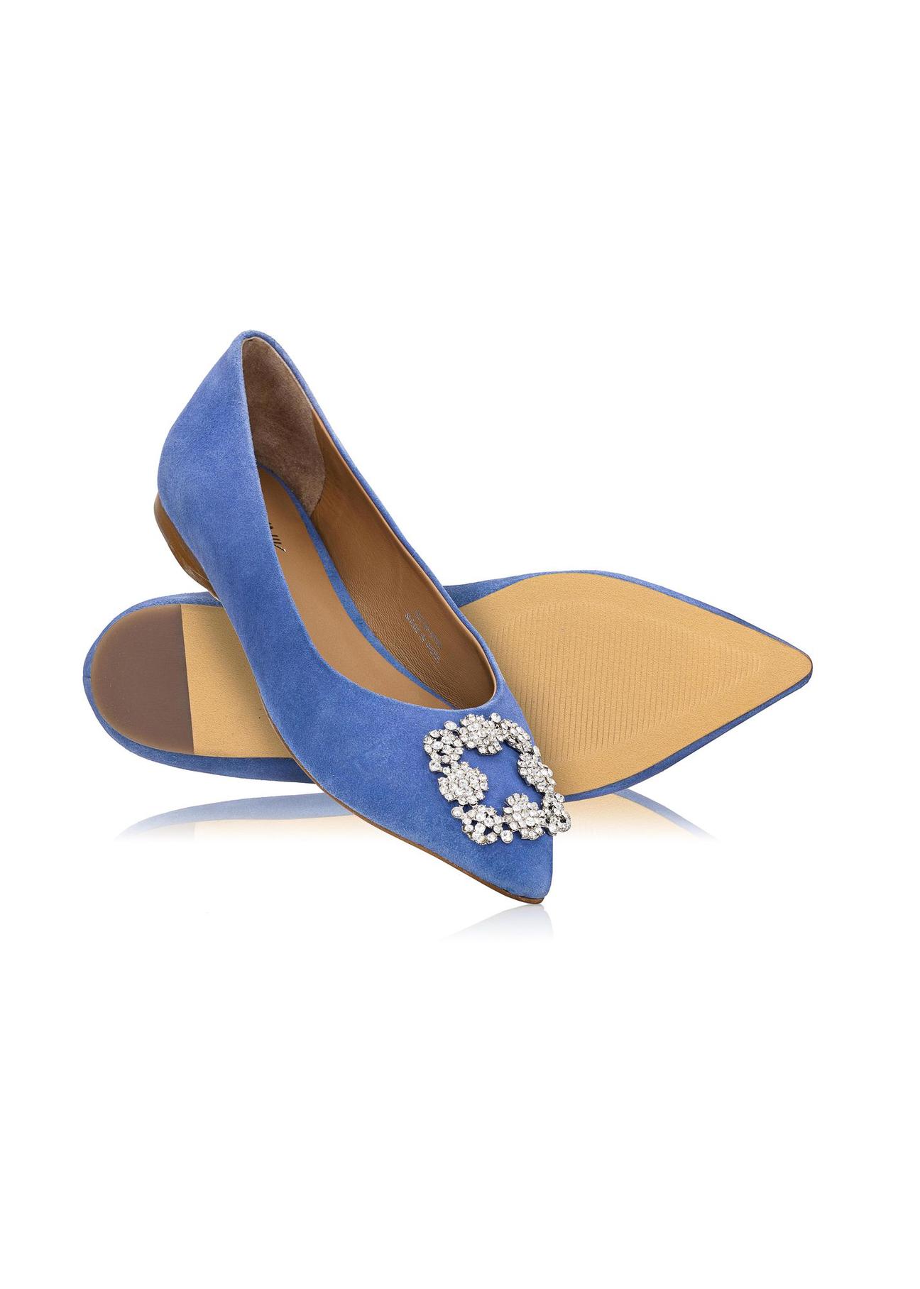 Blue women's ballerinas with buckle BUTYD-0990-61(W23)-04