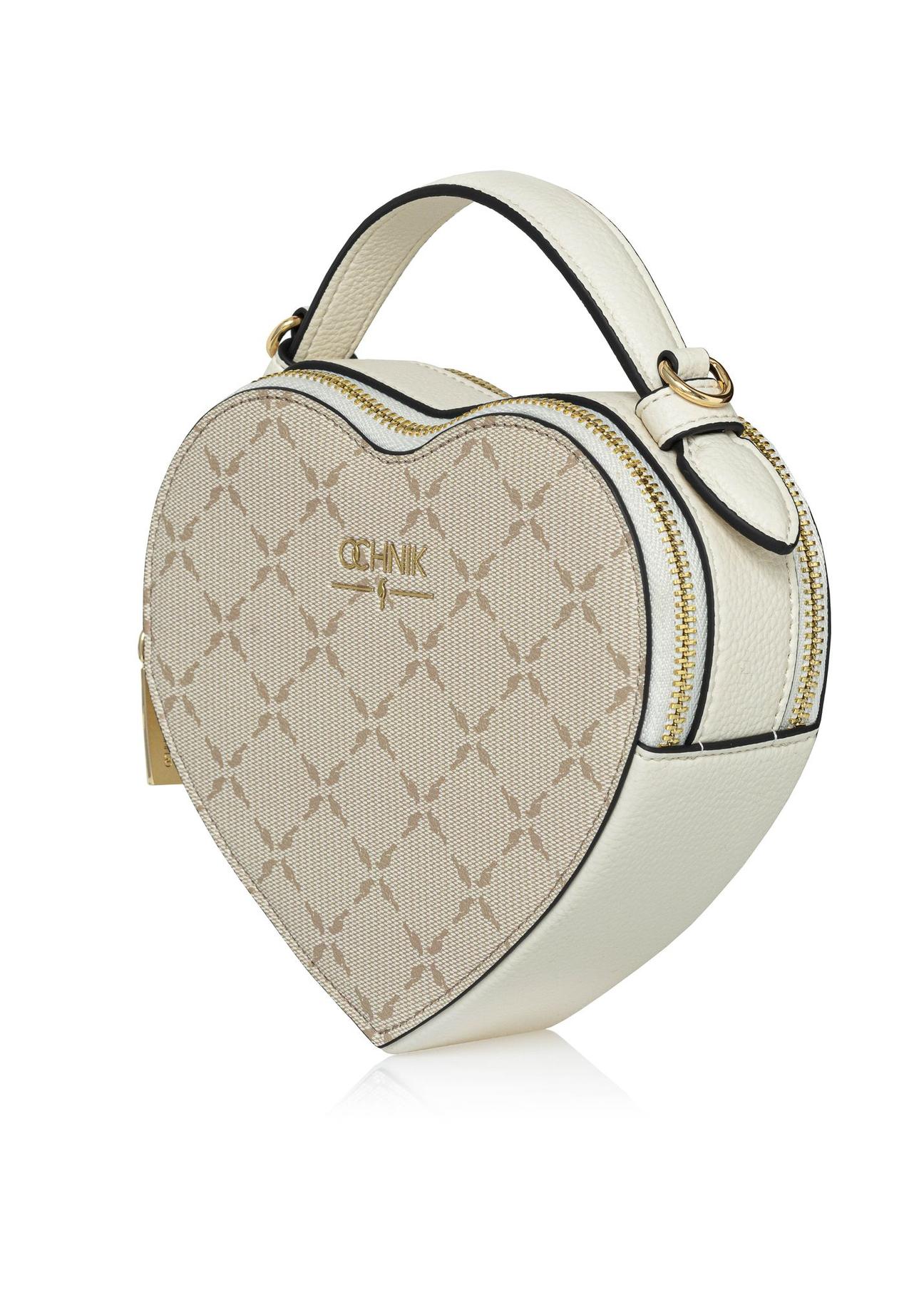 Beige handbag with heart-shaped monogram TOREC-1028-81(W25)-02