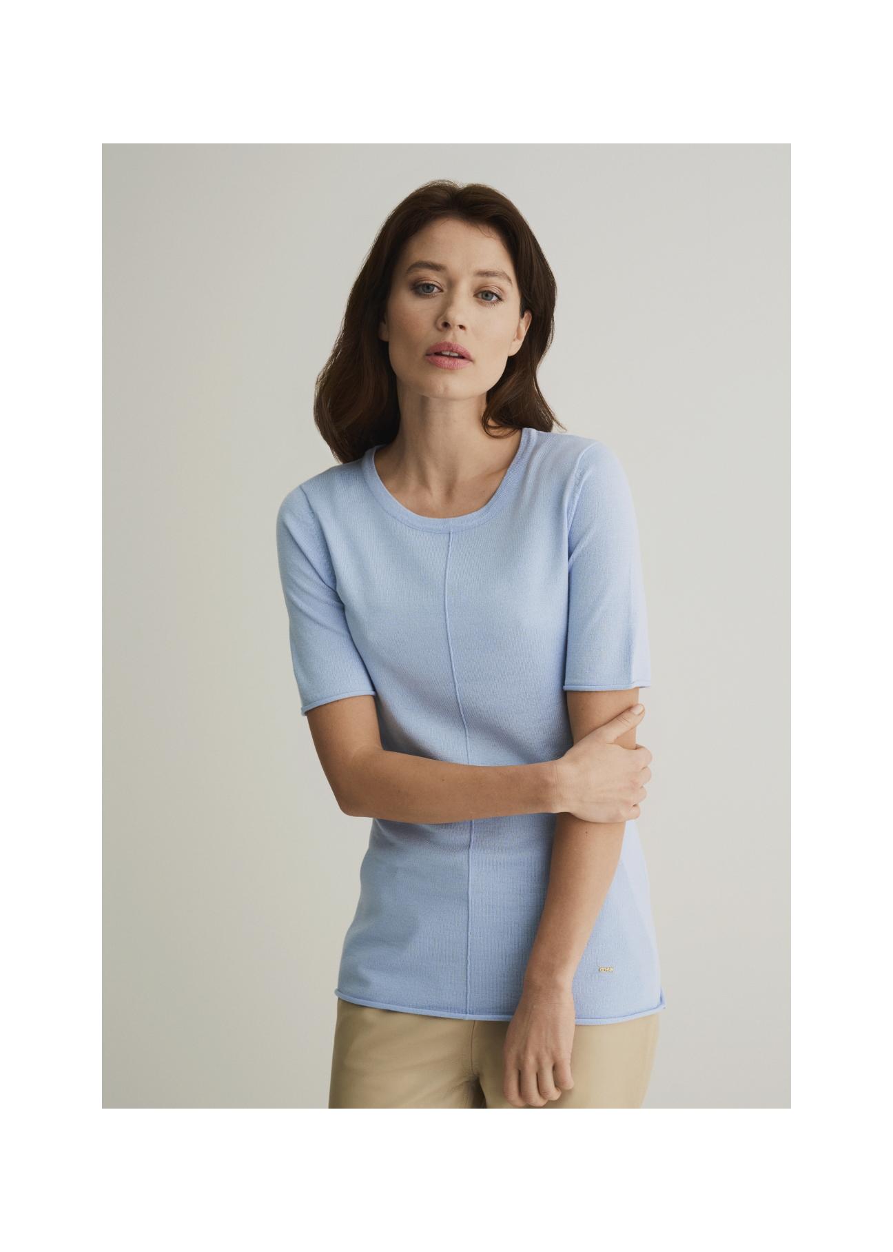 Women's short sleeve blouse BLUDT-0151-62(W22)-01