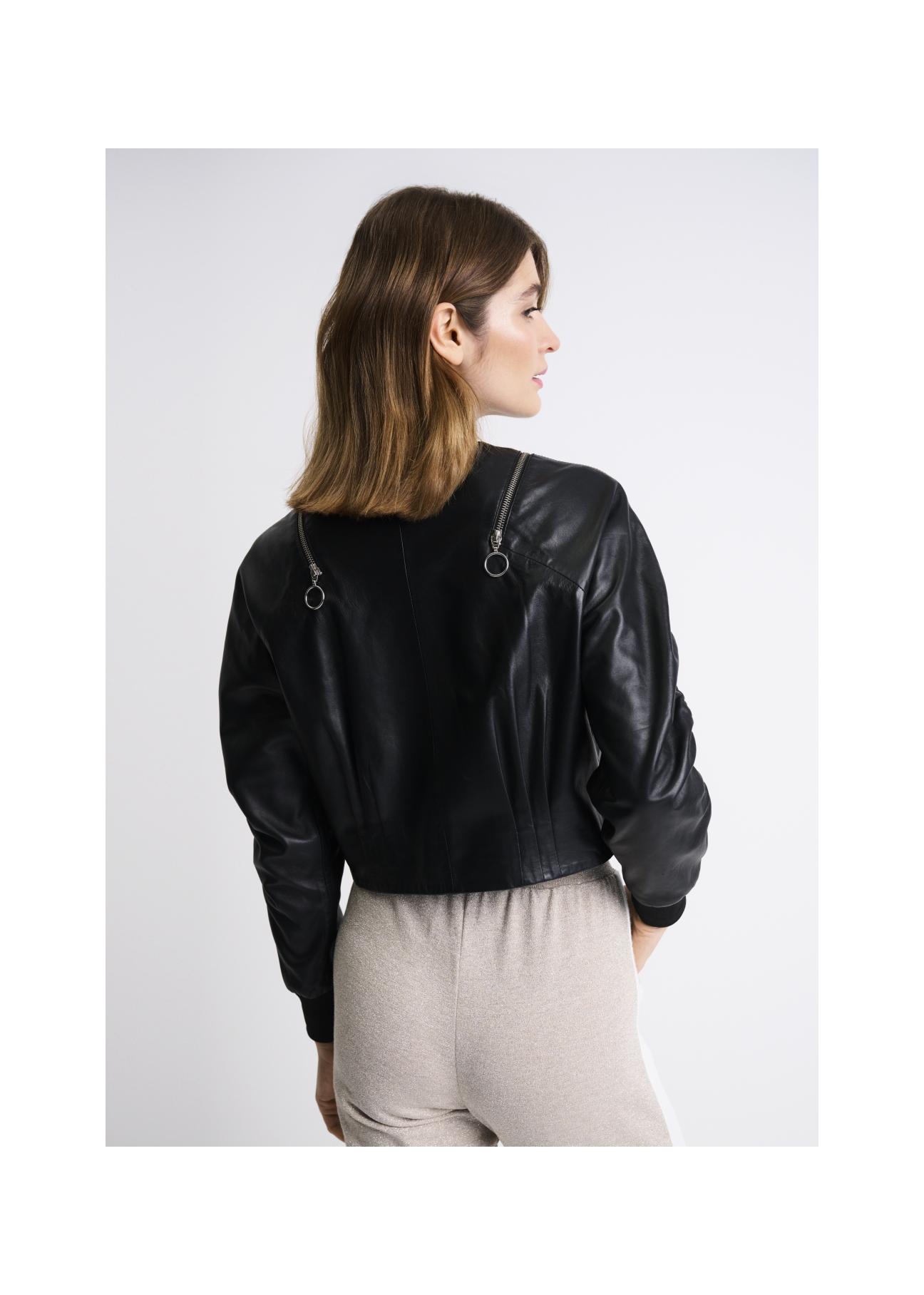 Women's leather jacket with creases KURDS-0350-5339(W22)-02