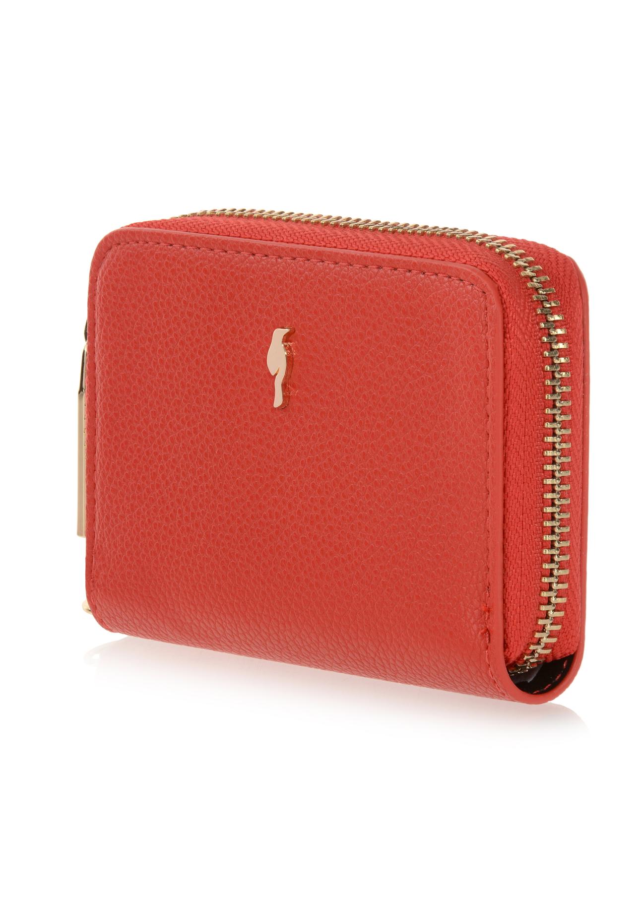 Women's small red wallet with strap POREC-0324-41(W23)-03