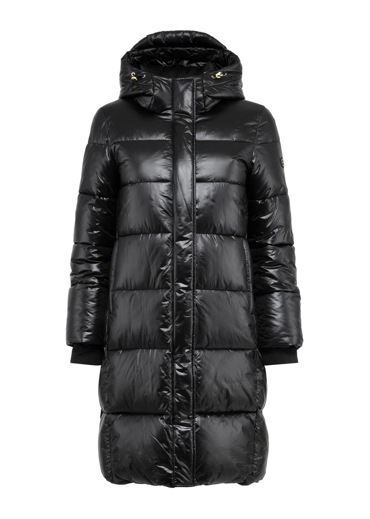 Black long quilted women's jacket KURDT-0531-99(Z24)-05