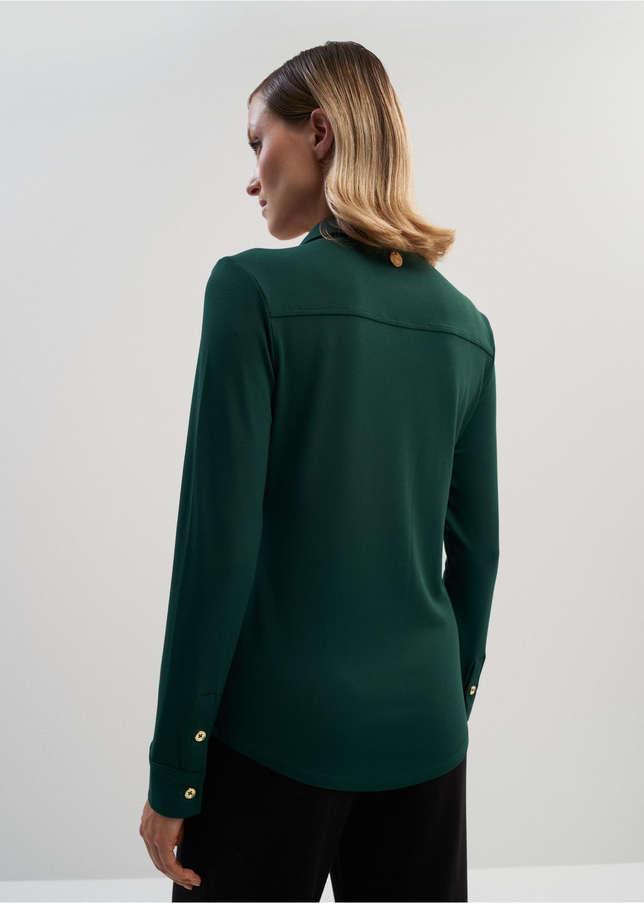 Dark green stretch shirt for women KOSDT-0151-54(Z23)-02