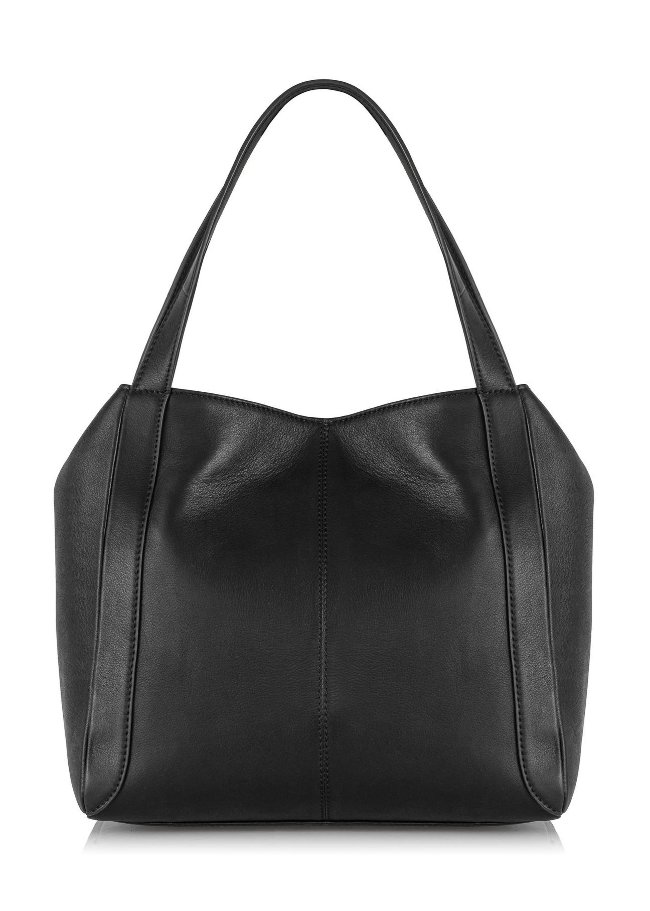 Women's black natural leather handbag TORES-0938-99(Z23)-04