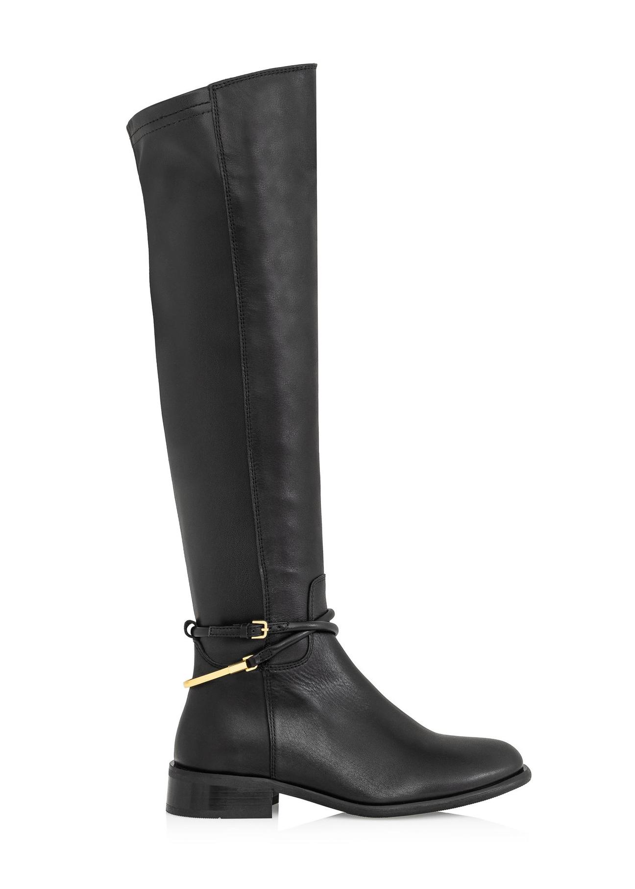 Black leather women's boots BUTYD-1136-99(Z24)