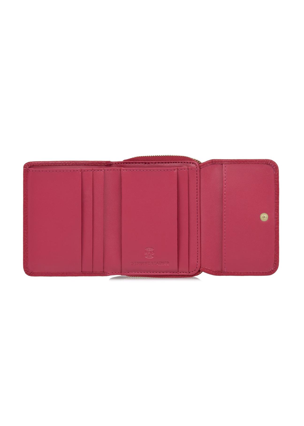 Pink leather women's wallet with RFID protection PORES-0817RFID-34(W24)-04