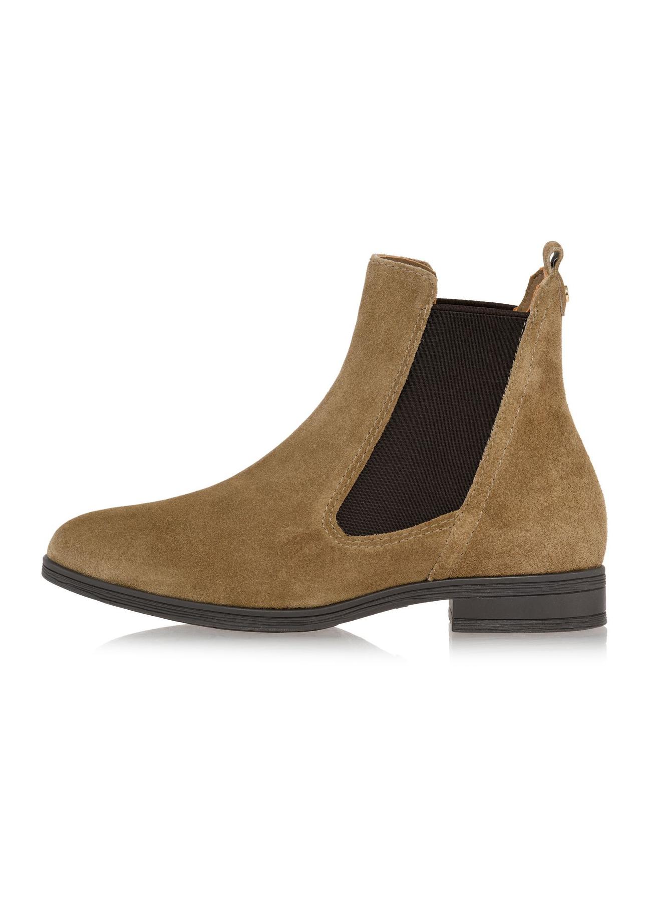 Women's suede ankle boots in dark beige BUTYD-1009-82(Z24)-05