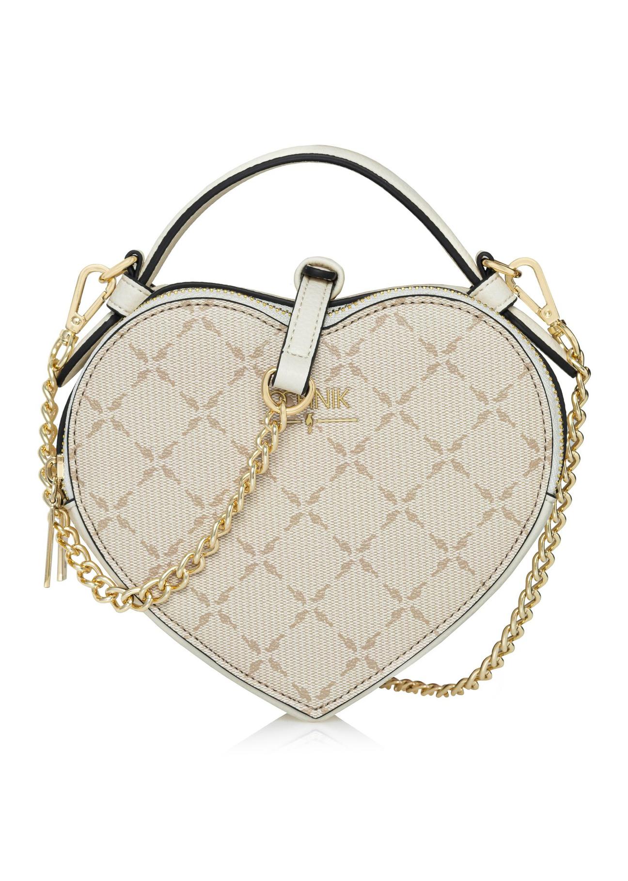 Beige handbag with heart-shaped monogram TOREC-1028-81(W25)-01