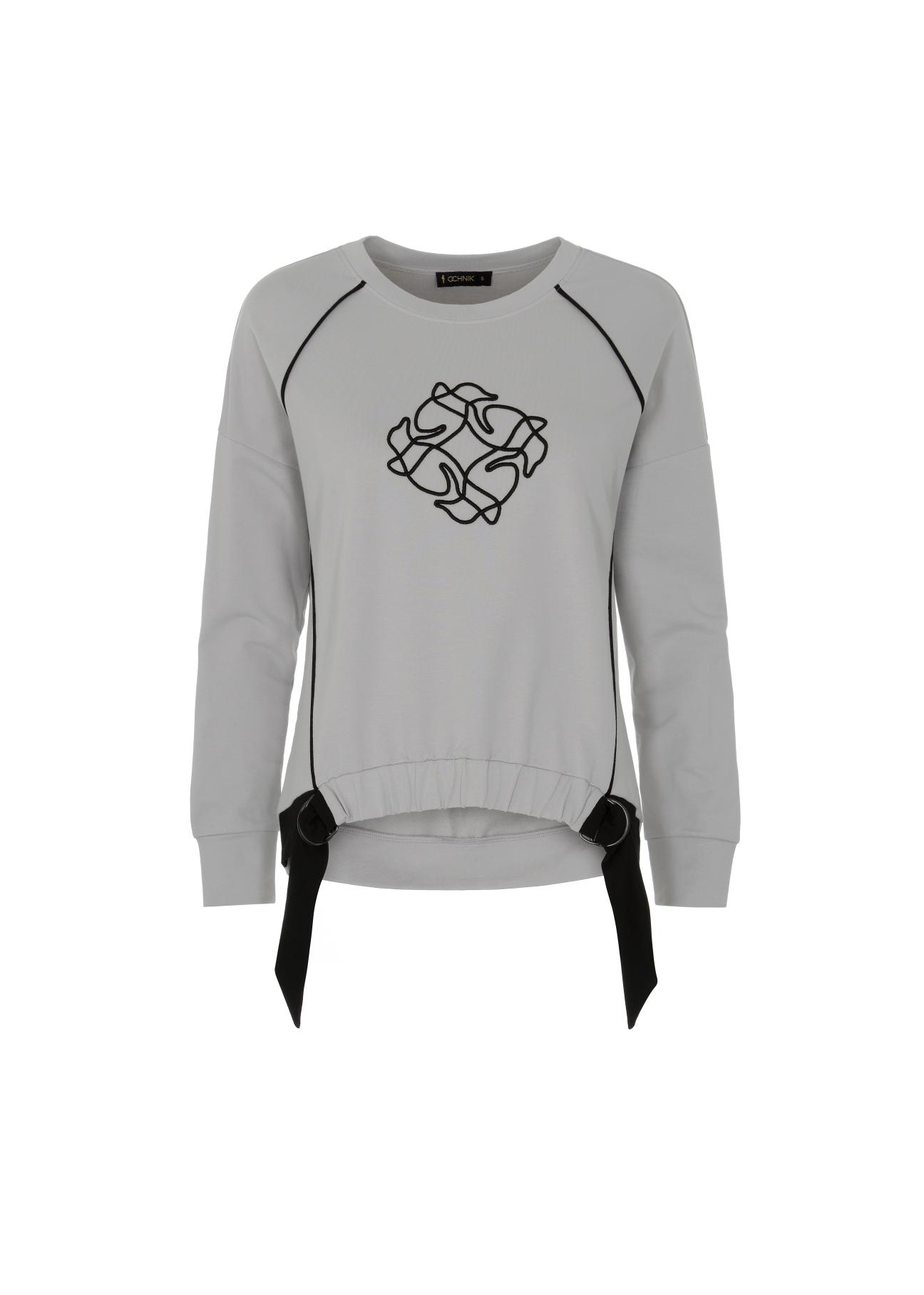 Gray women's sweatshirt with monogram BLZDT-0070-91(W23)-02