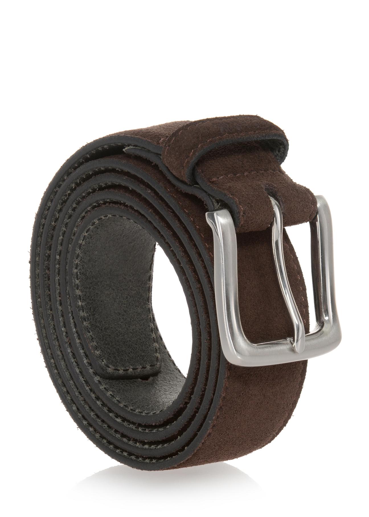 Dark brown leather men's belt PASMS-0242-90(Z23)-02