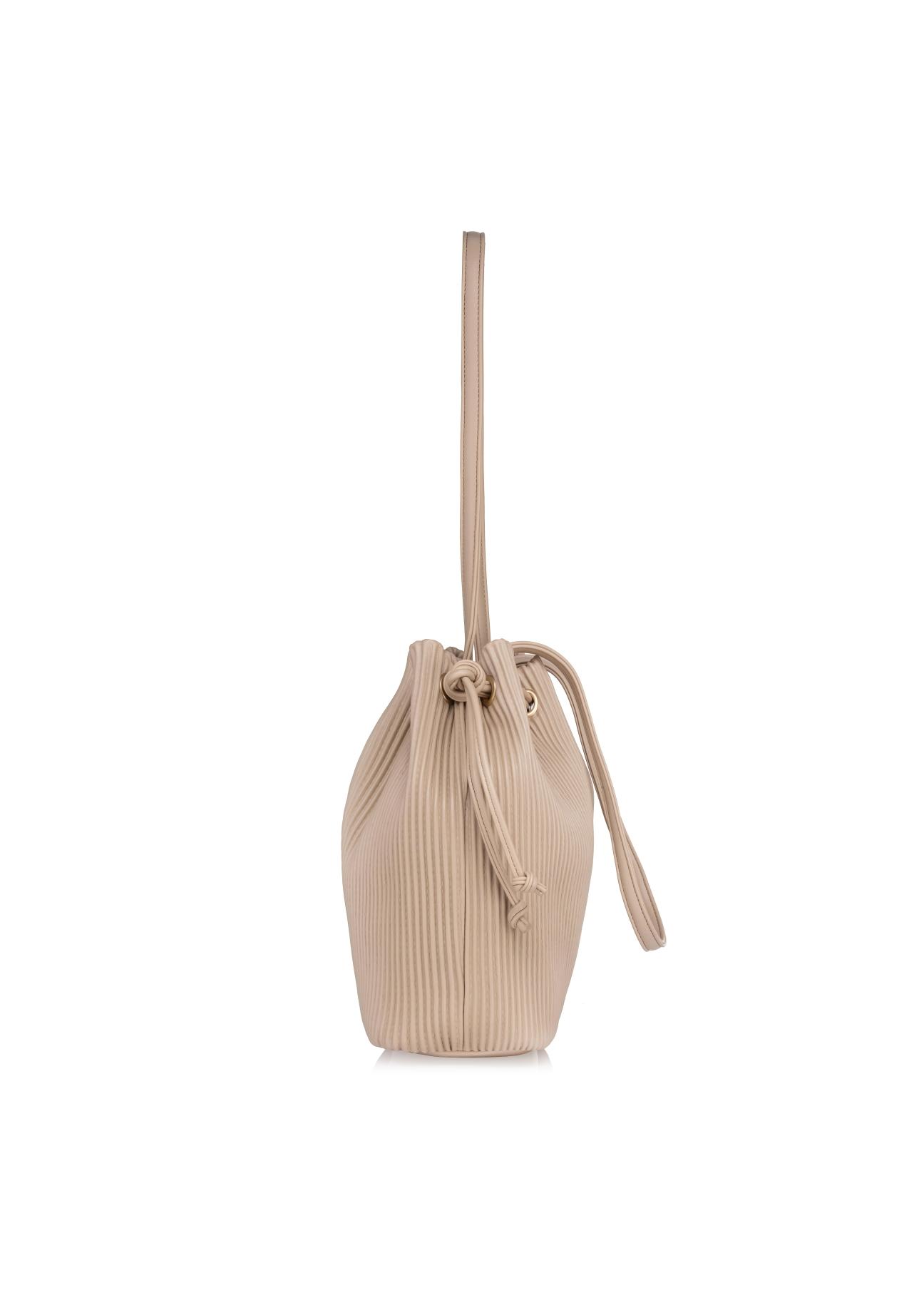 Beige ribbed bag for women TOREC-0609-81(W22)-03