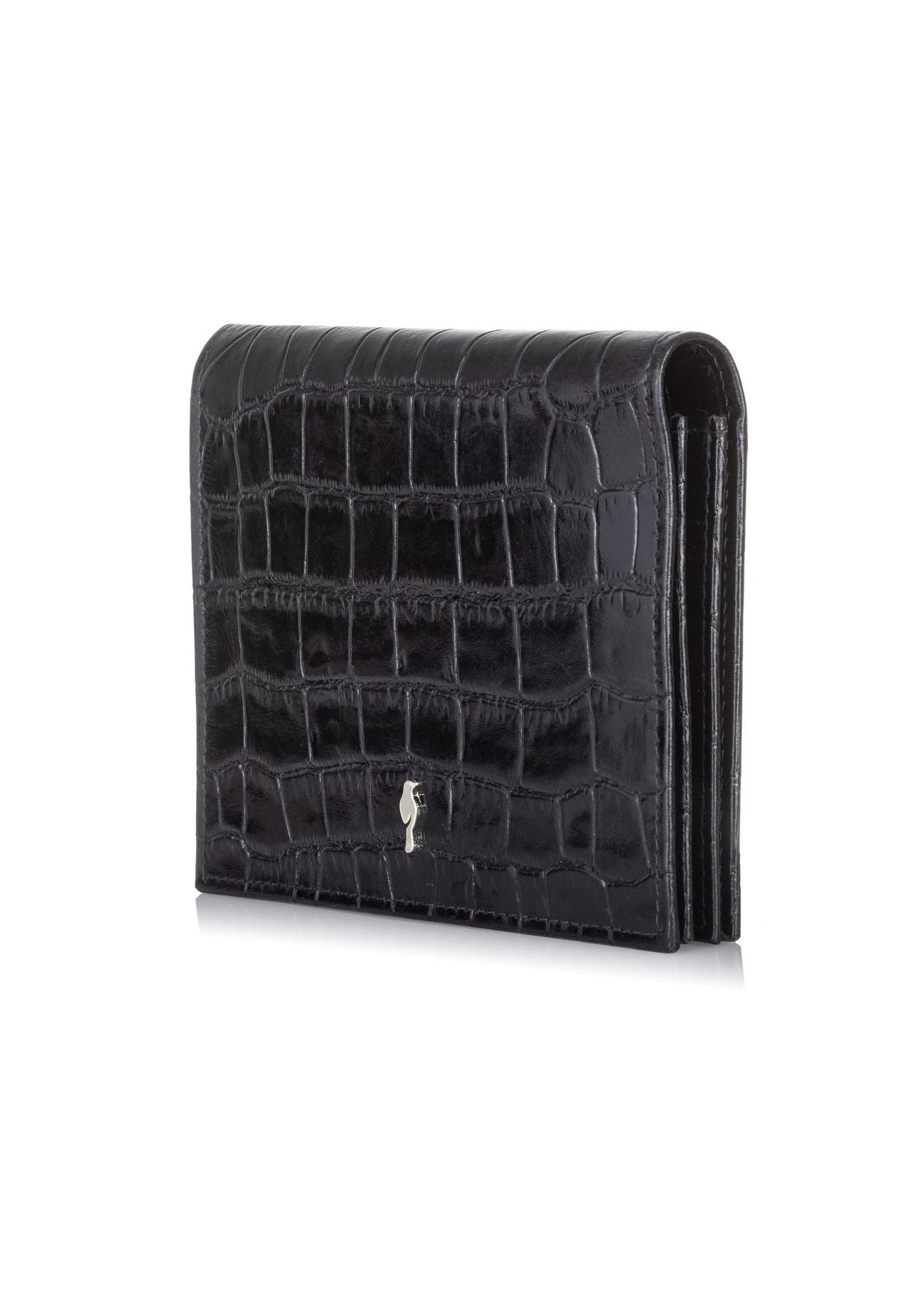 Women's small black croco wallet PORES-0846-99(W23)-02