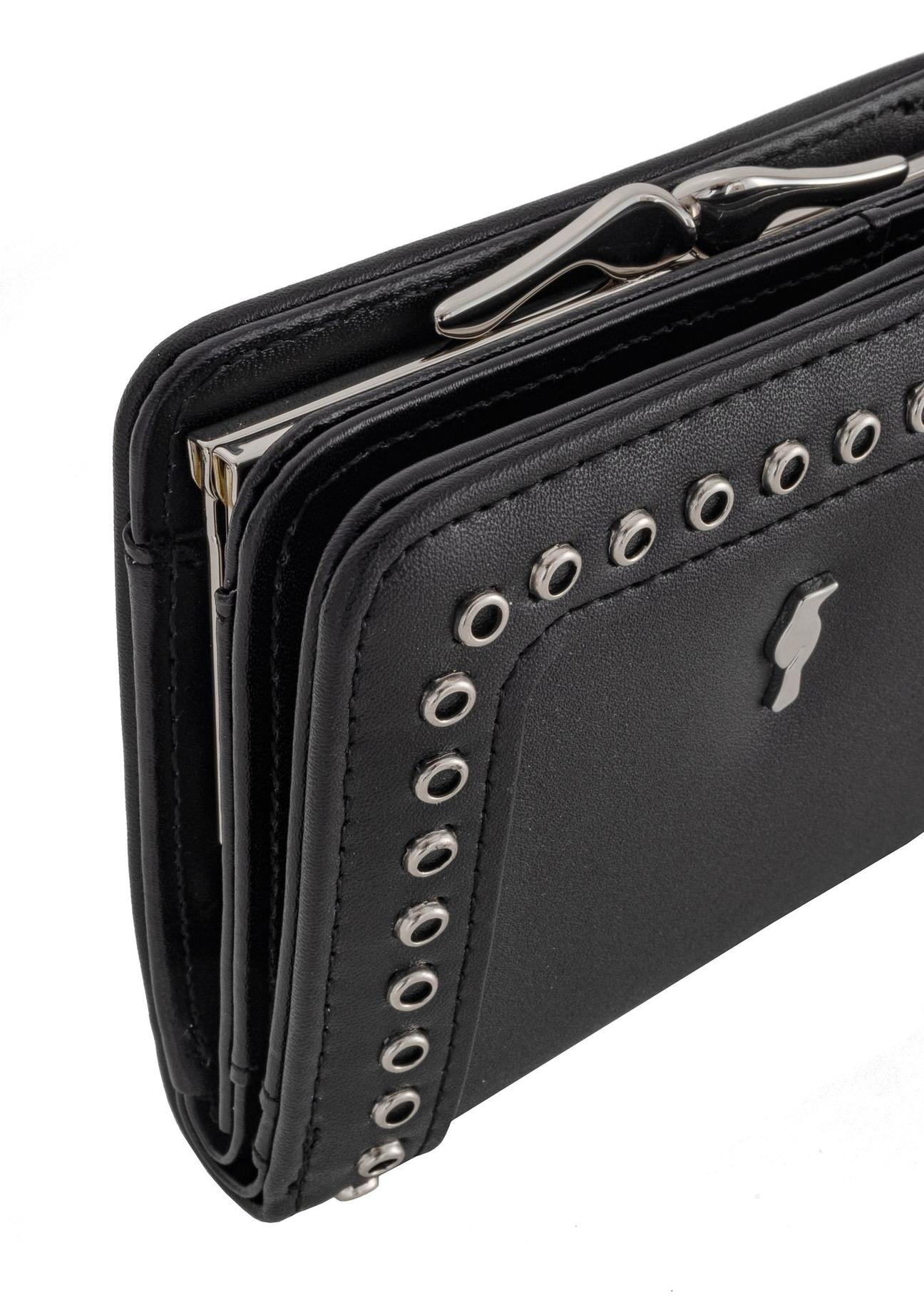 Black small women's wallet with rivets POREC-0384-99(W24)-07