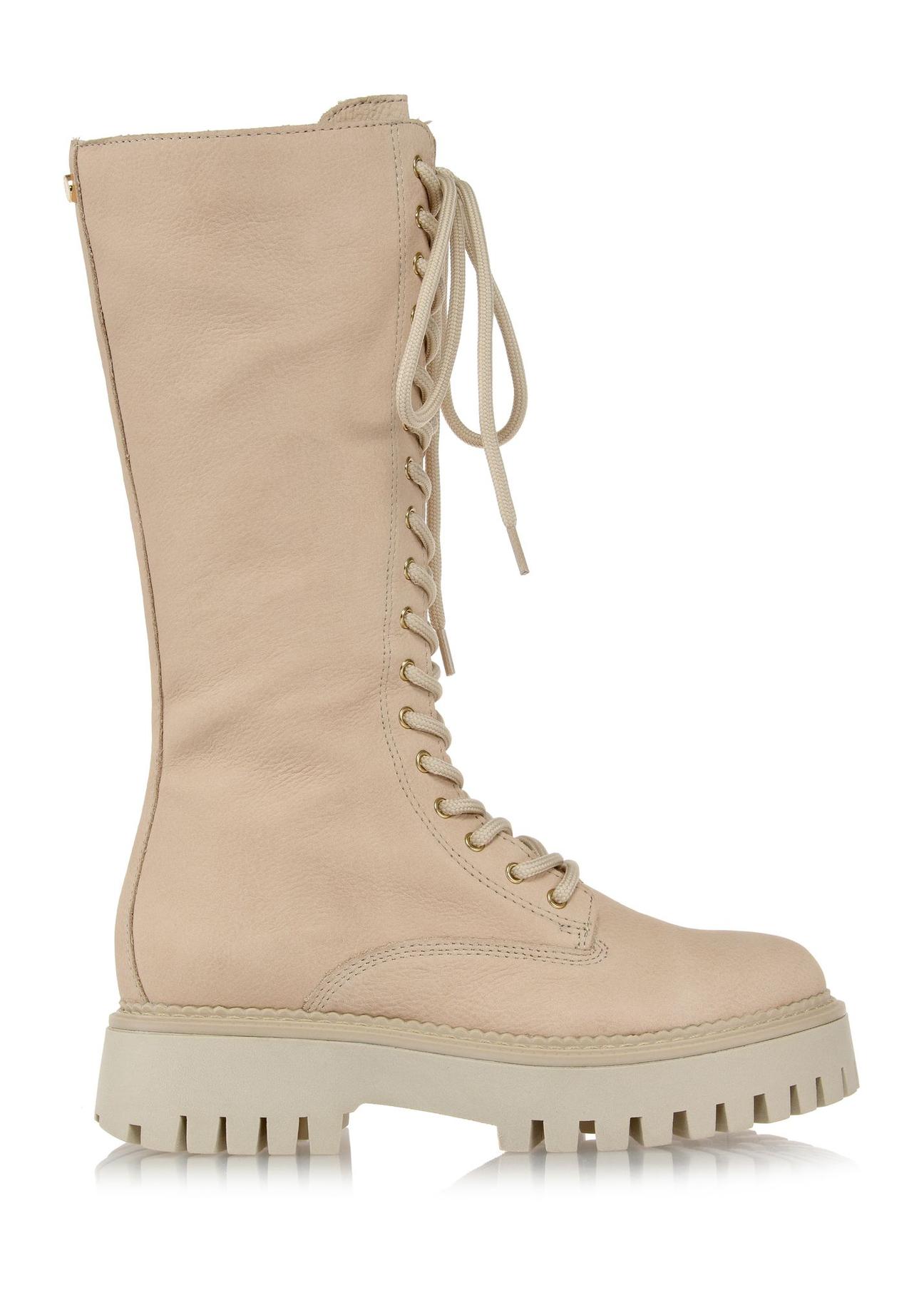 Beige lace-up women's boots BUTYD-1090-80(Z24)-01