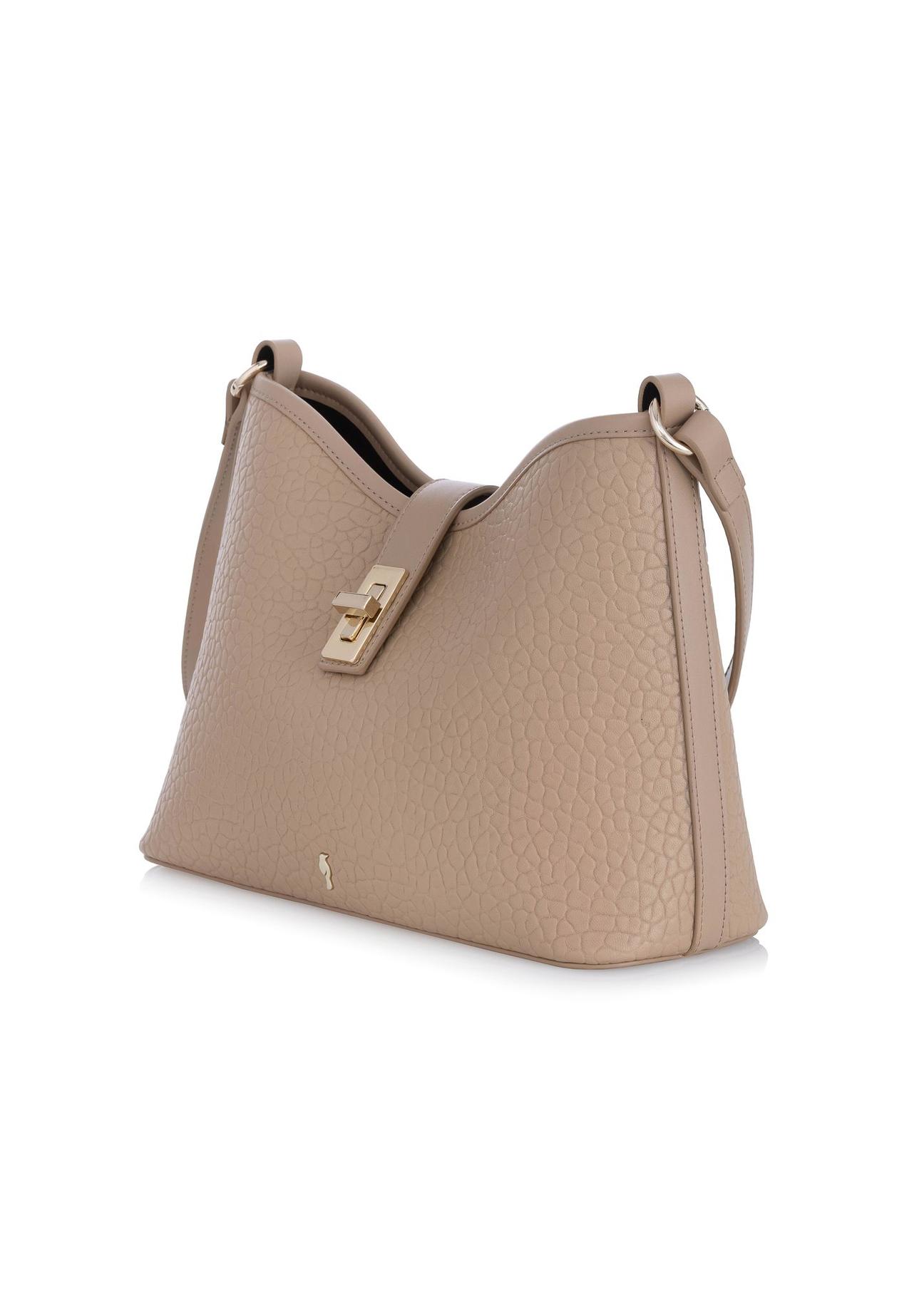 Beige imitation leather handbag for women TOREC-0883-81(W24)-02