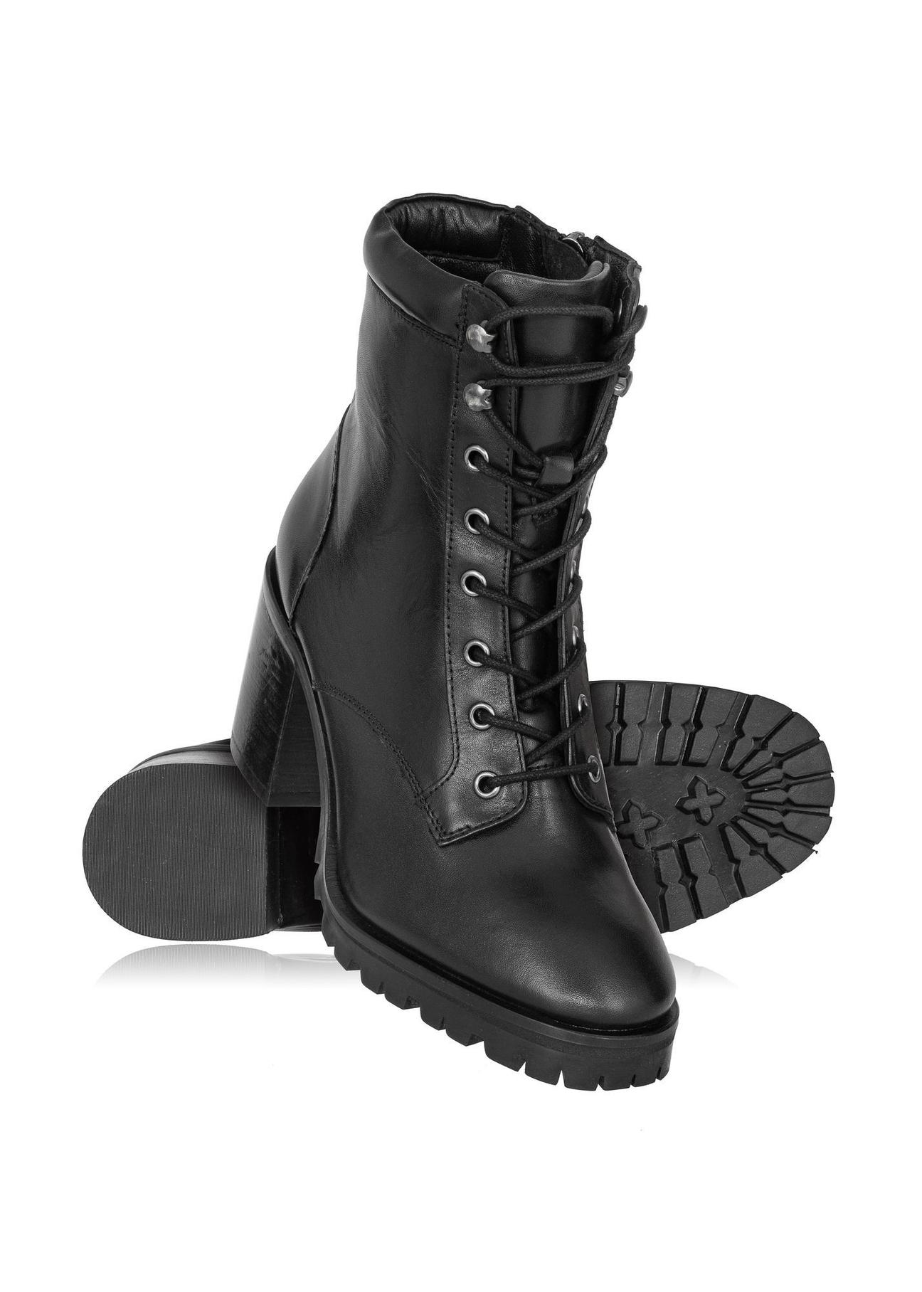 Women's black leather boots BUTYD-1030-99(Z23)-04