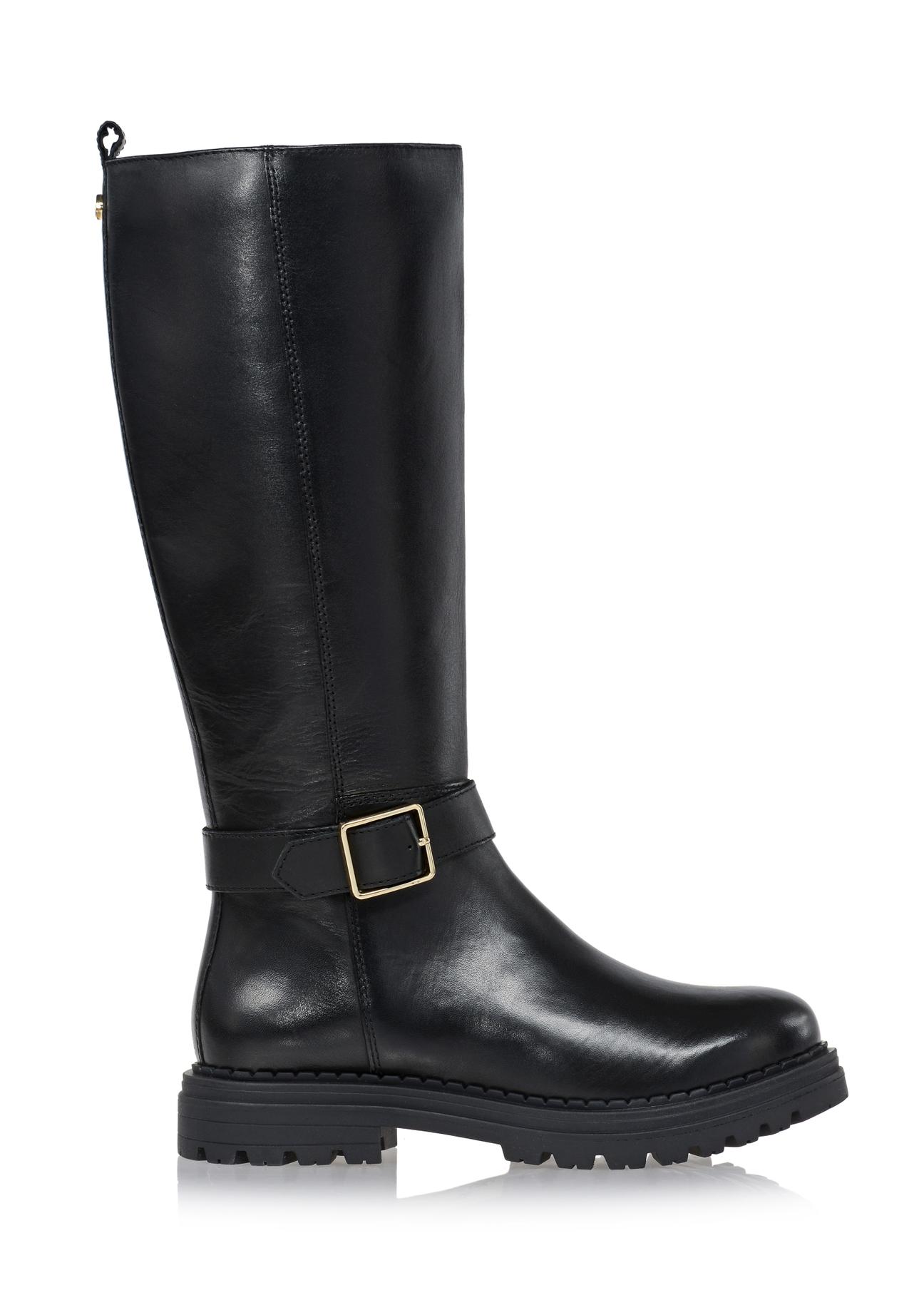 Women's black leather boots BUTYD-1011-99(Z23)-01