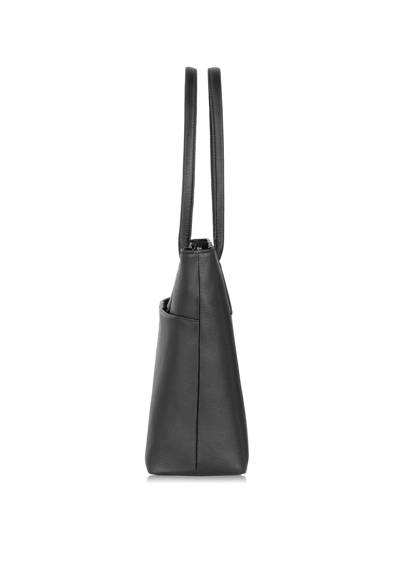 Women's black leather shopper bag TORES-0989-99(W24)-03