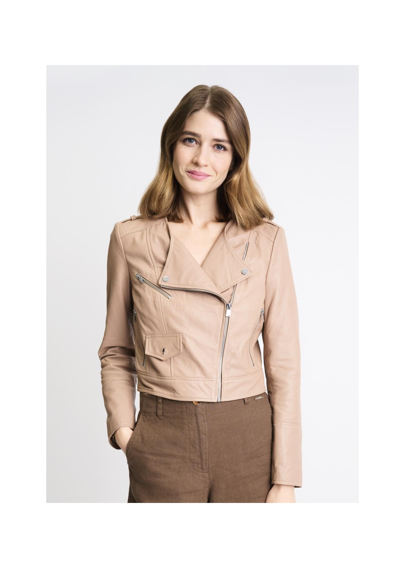 Beige leather women's ramon jacket KURDS-0353-1191(W22)-01