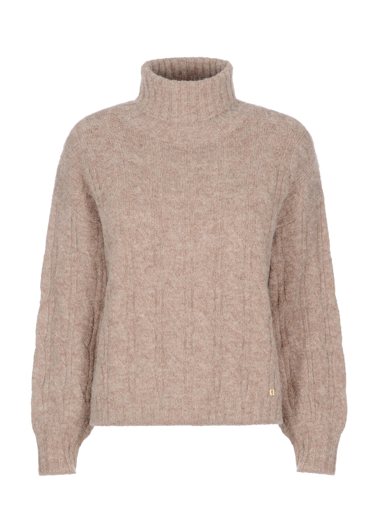 Beige women's turtleneck sweater SWEDT-0198-24(Z23)-03