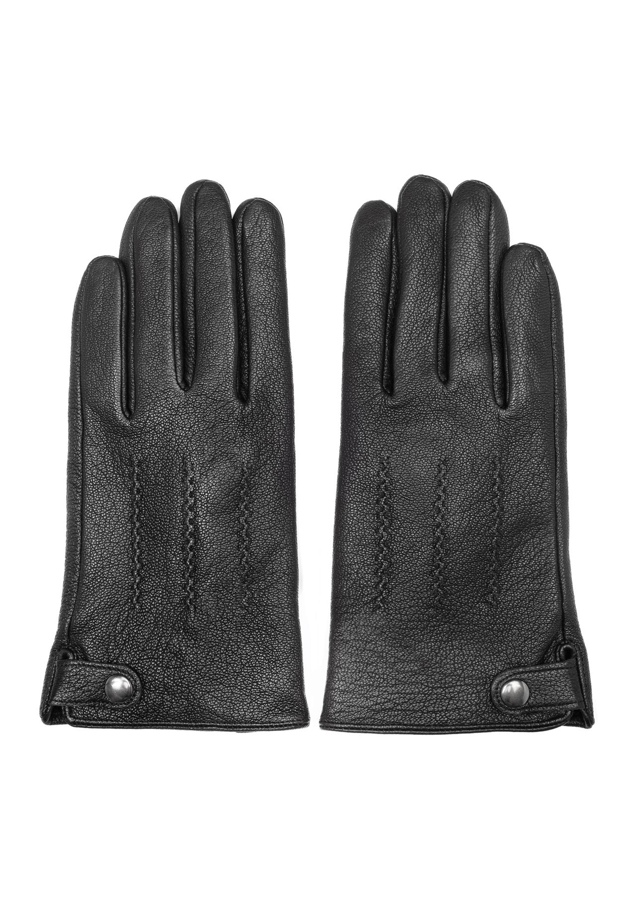 Black insulated leather gloves for men REKMS-0076-99(Z24)