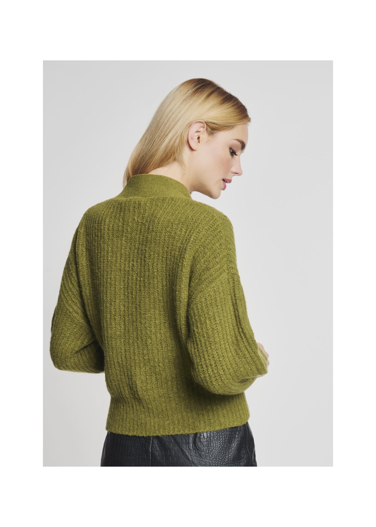 Women's khaki knotted sweater SWEDT-0147-55(Z21)-03