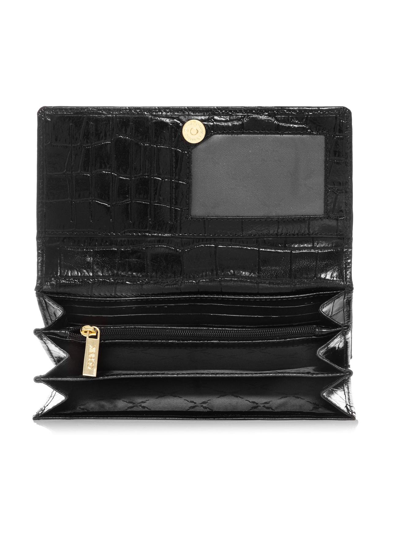 Leather black women's croco wallet PORES-0889A-99(Z24)-05