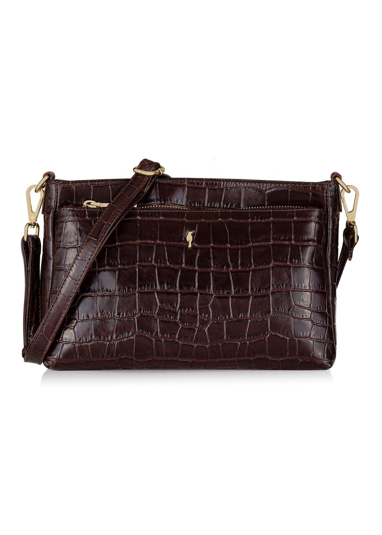 Brown leather croco women's handbag TORES-0940-89(Z24)-01