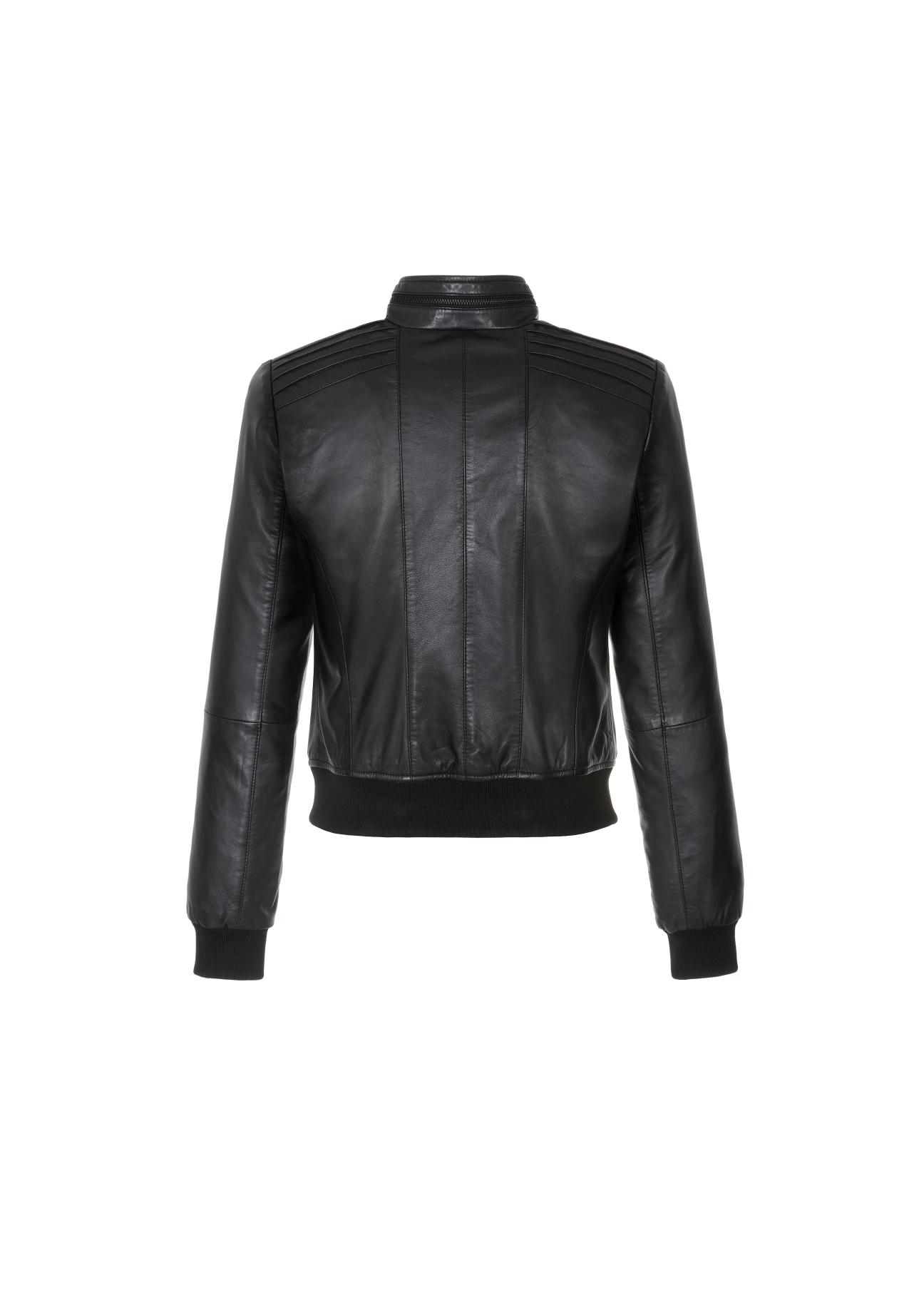 Women's leather jacket with welts KURDS-0348-5491(W22)-05