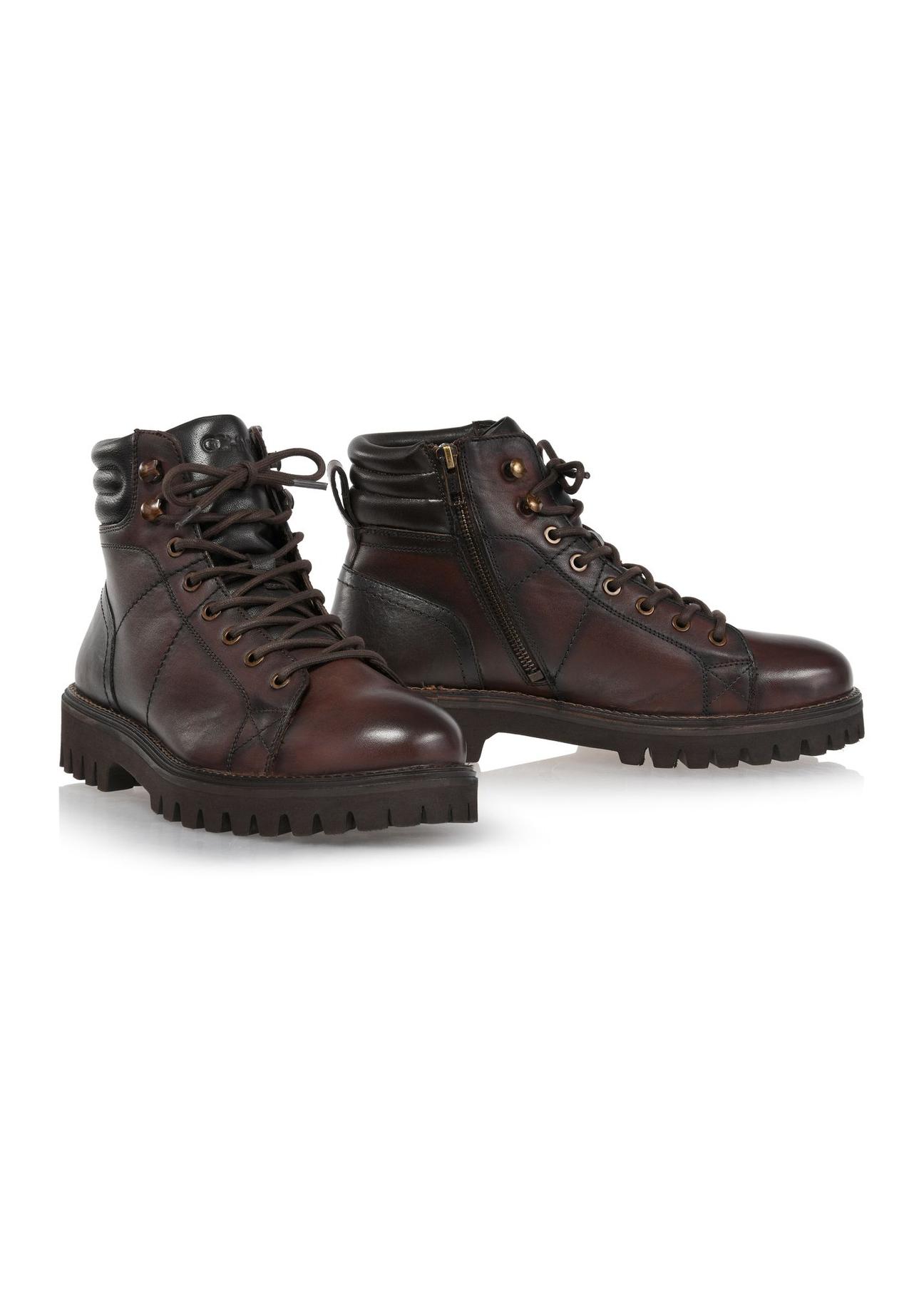 Brown leather men's boots BUTYM-0472-89(Z24)-04