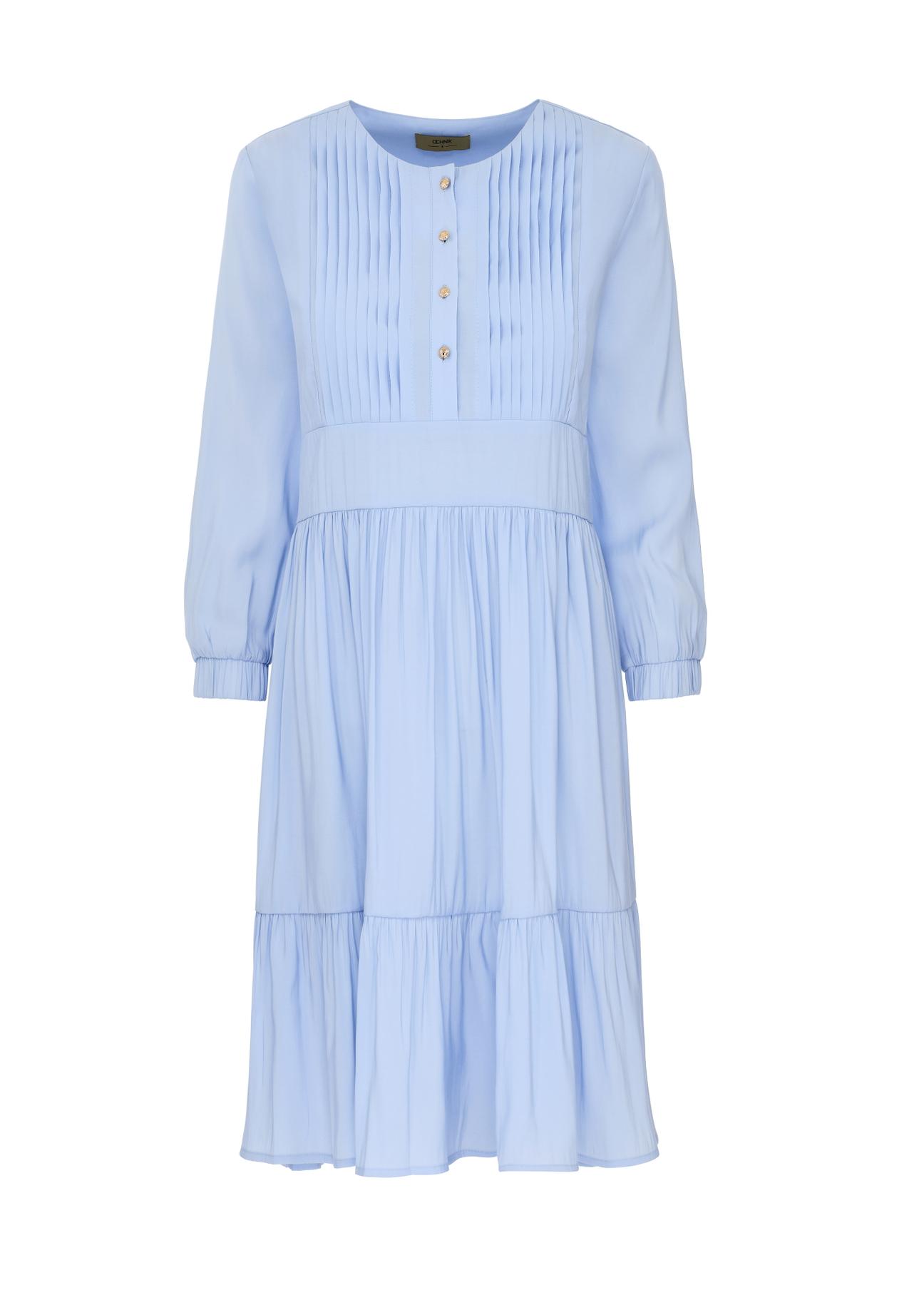 Blue pleated mini dress SUKDT-0122A-62(W24)-05