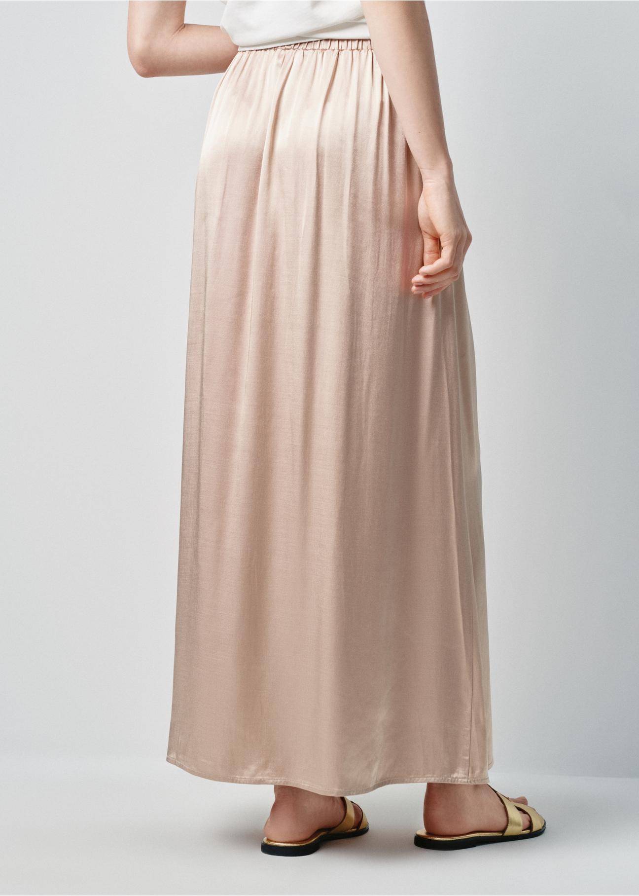 Long straight skirt in camel color SPCDT-0083-24(W24)-02