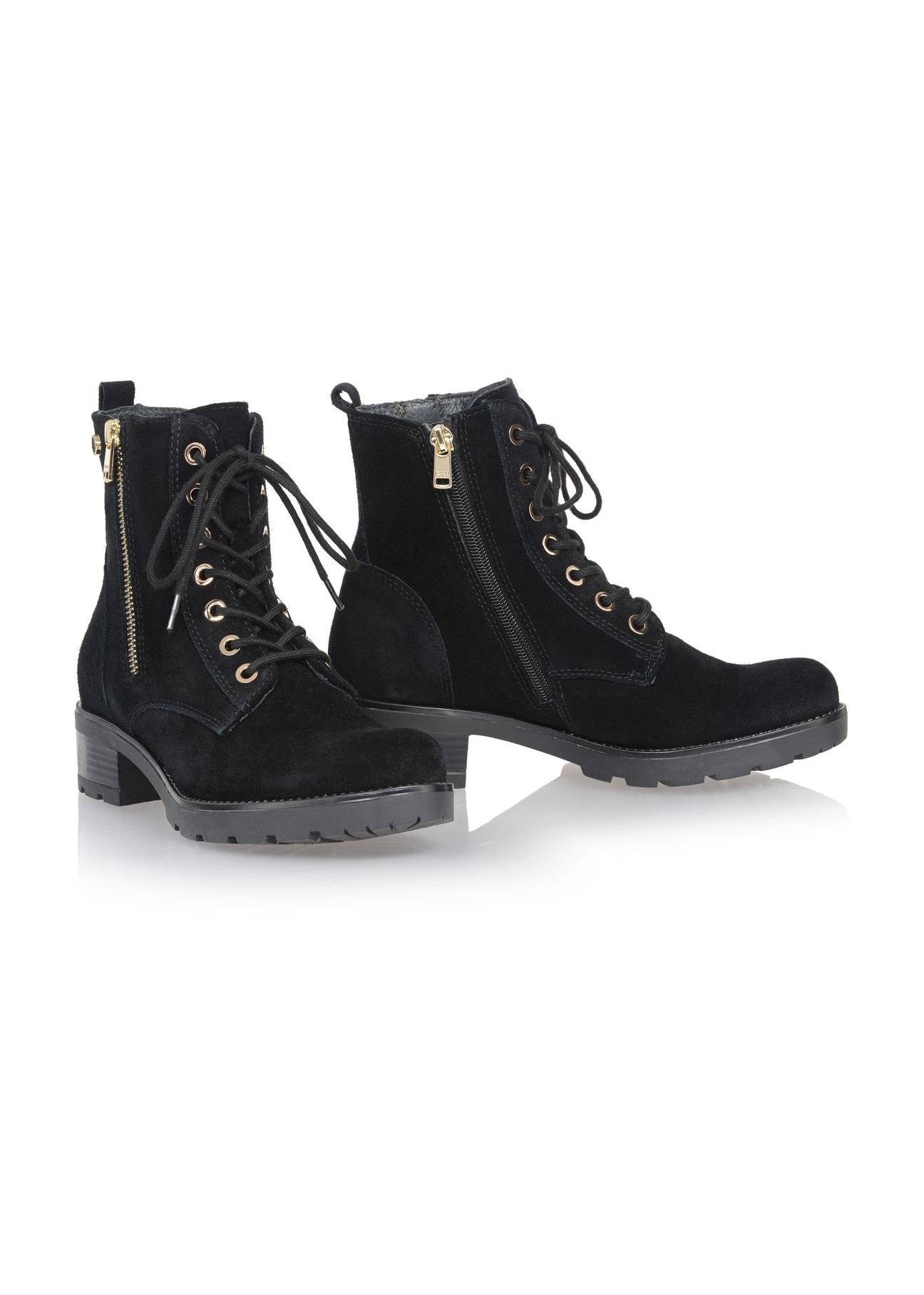 Women's black suede leather boots BUTYD-0937A-98(Z23)-02