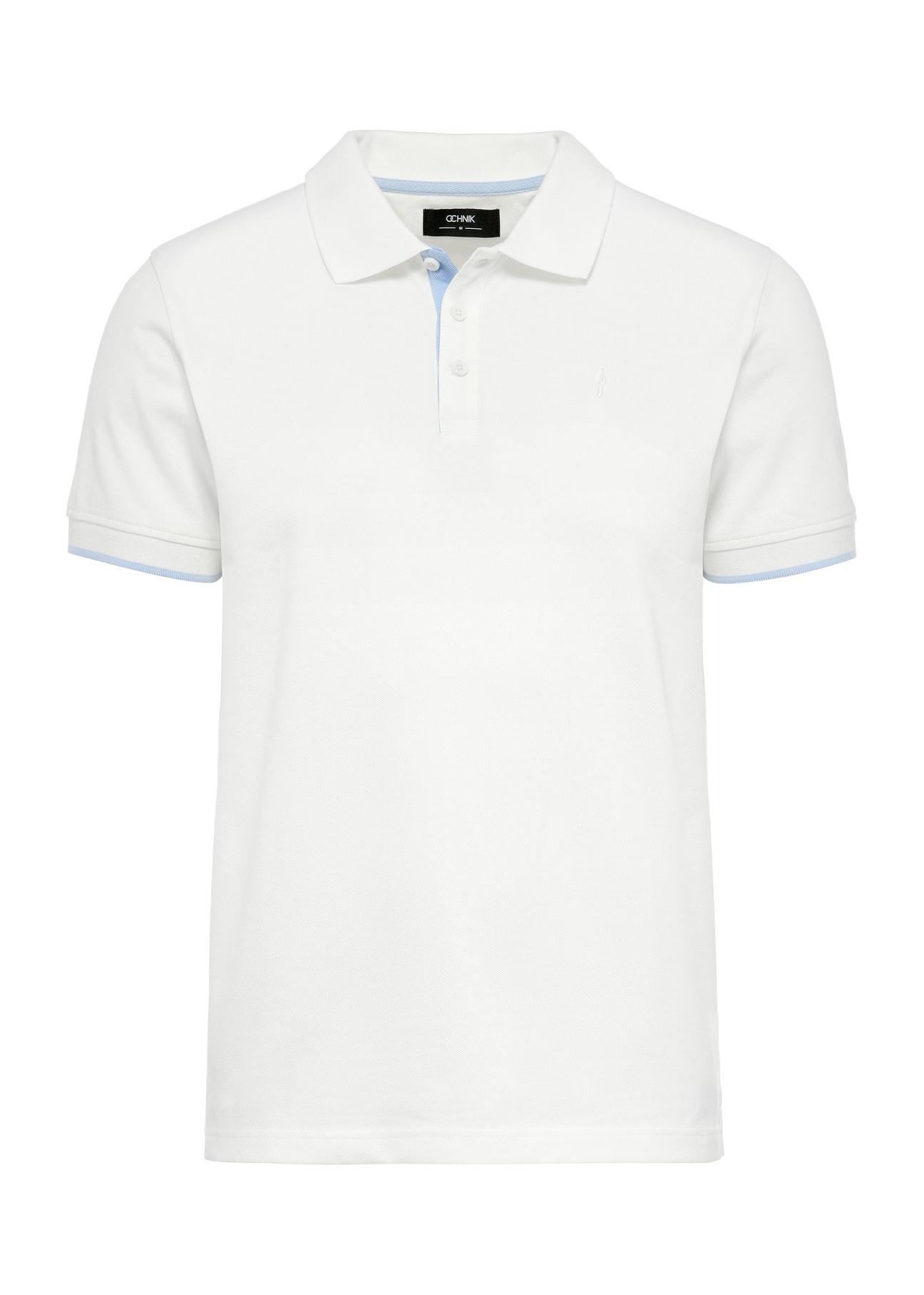 Cream men's cotton polo shirt POLMT-0045B-12(W25)