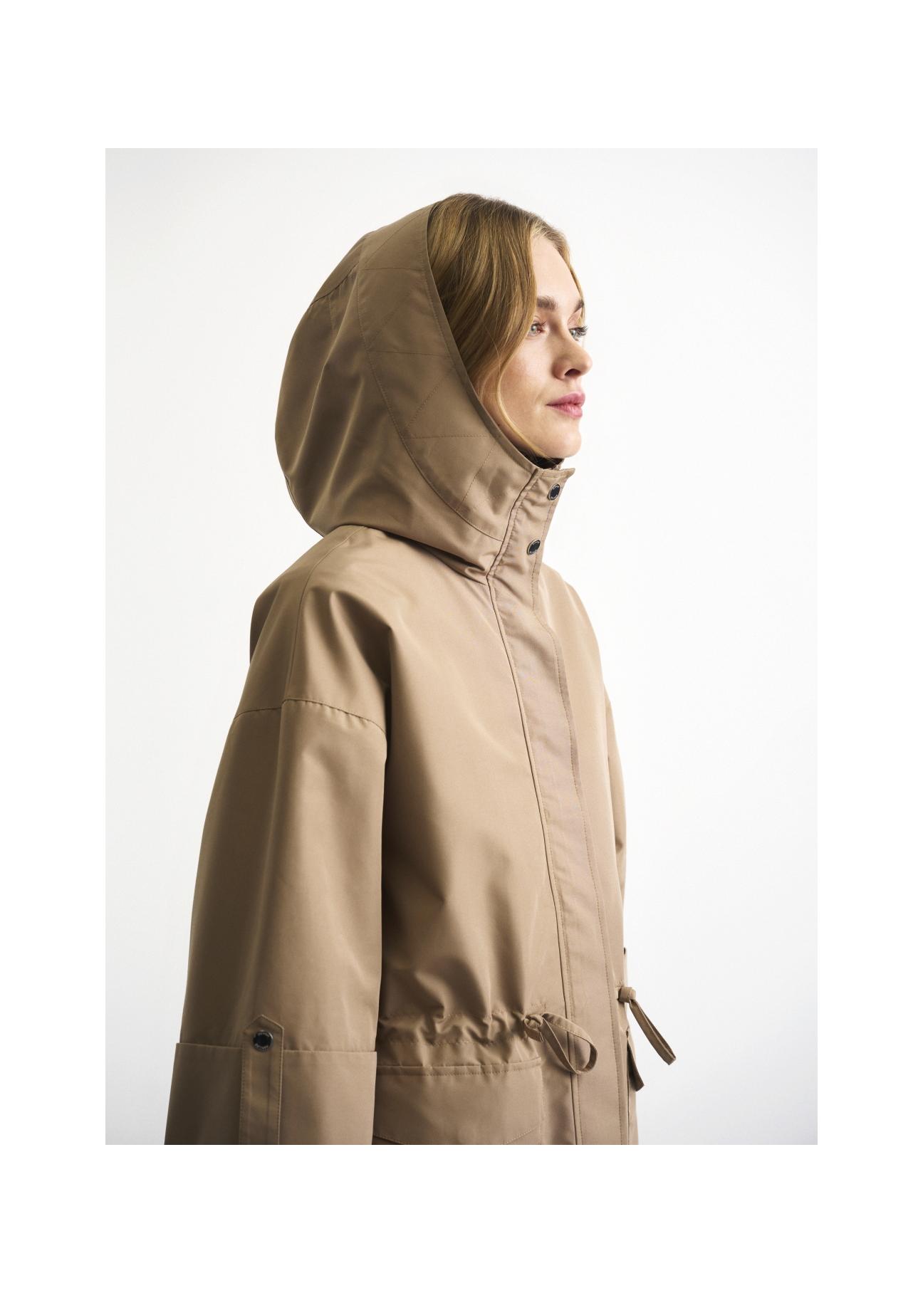 Beige women's oversize jacket KURDT-0295-81(W22)-02