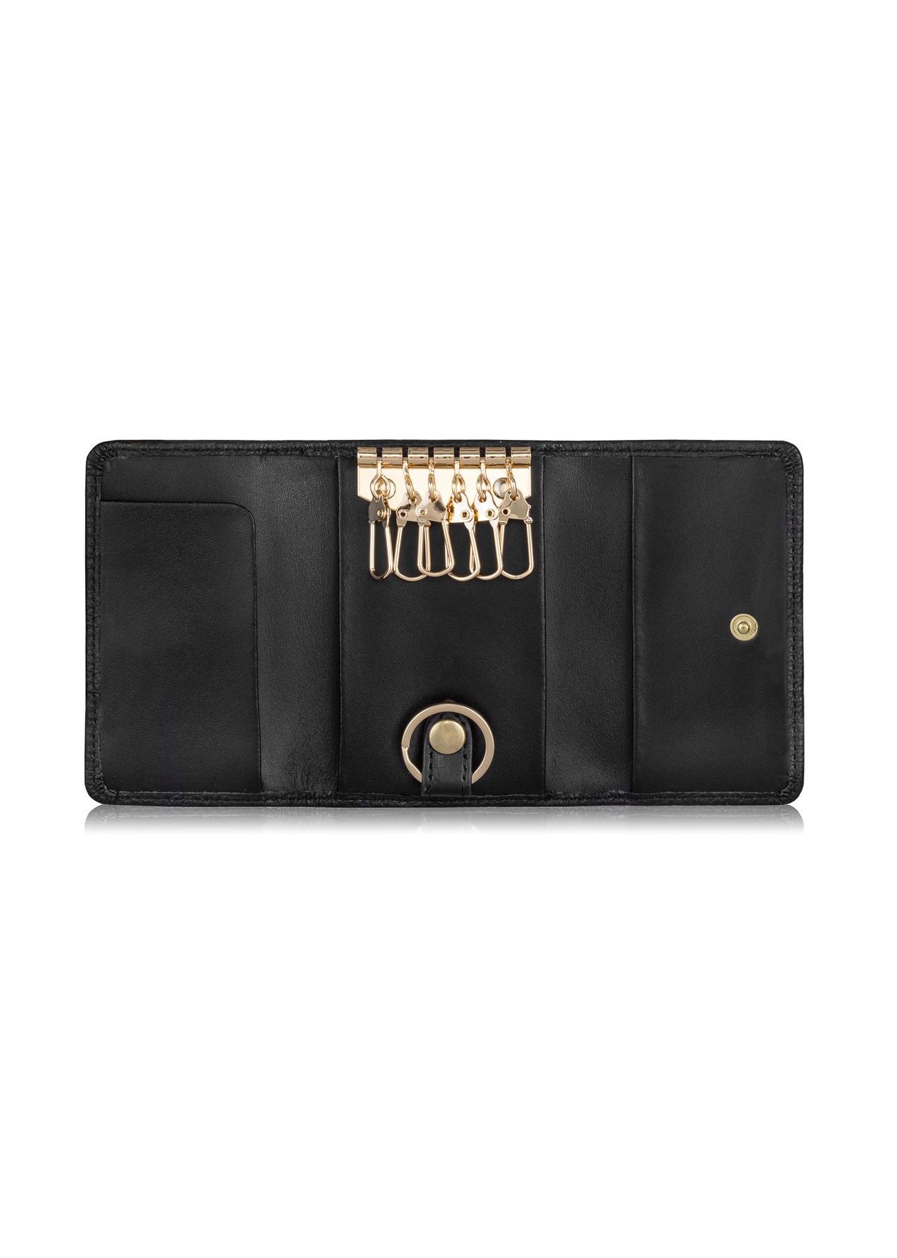 Women's black leather key case PORES-0894-99(Z23)-04