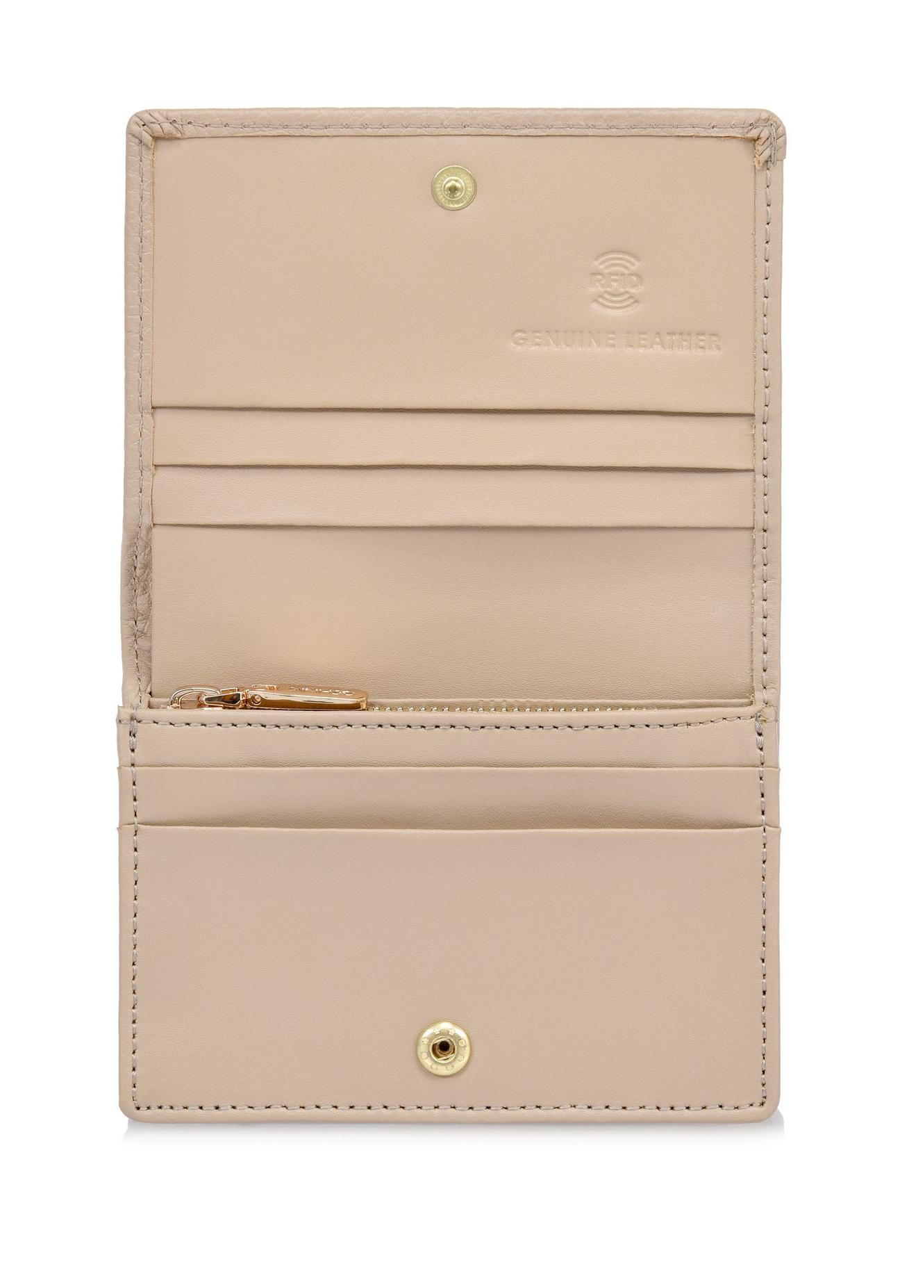 Beige leather women's wallet with RFID protection PORES-0807RFID-82(W24)-04