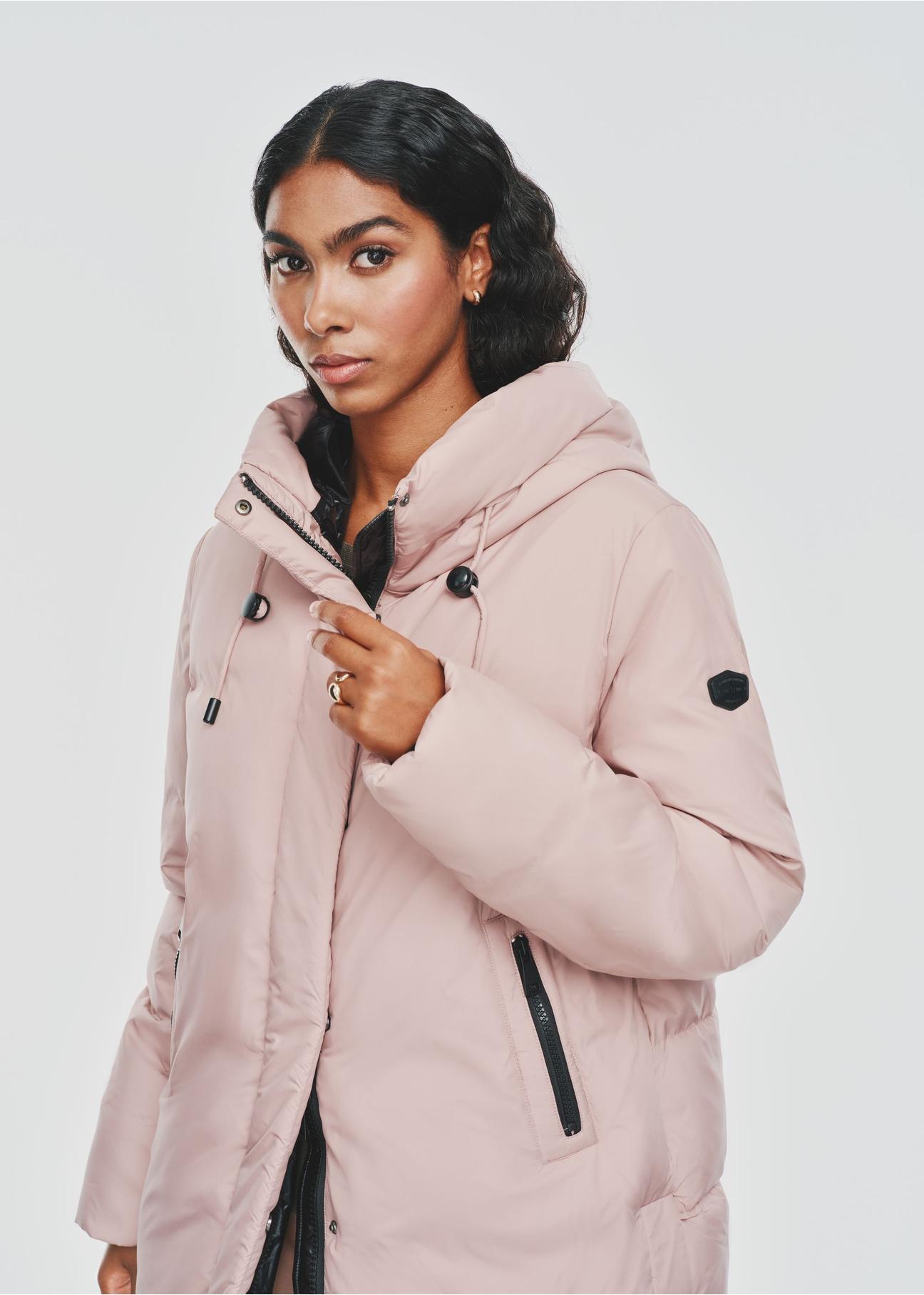 Women's winter jacket in powder pink KURDT-0529-34(Z24)-03