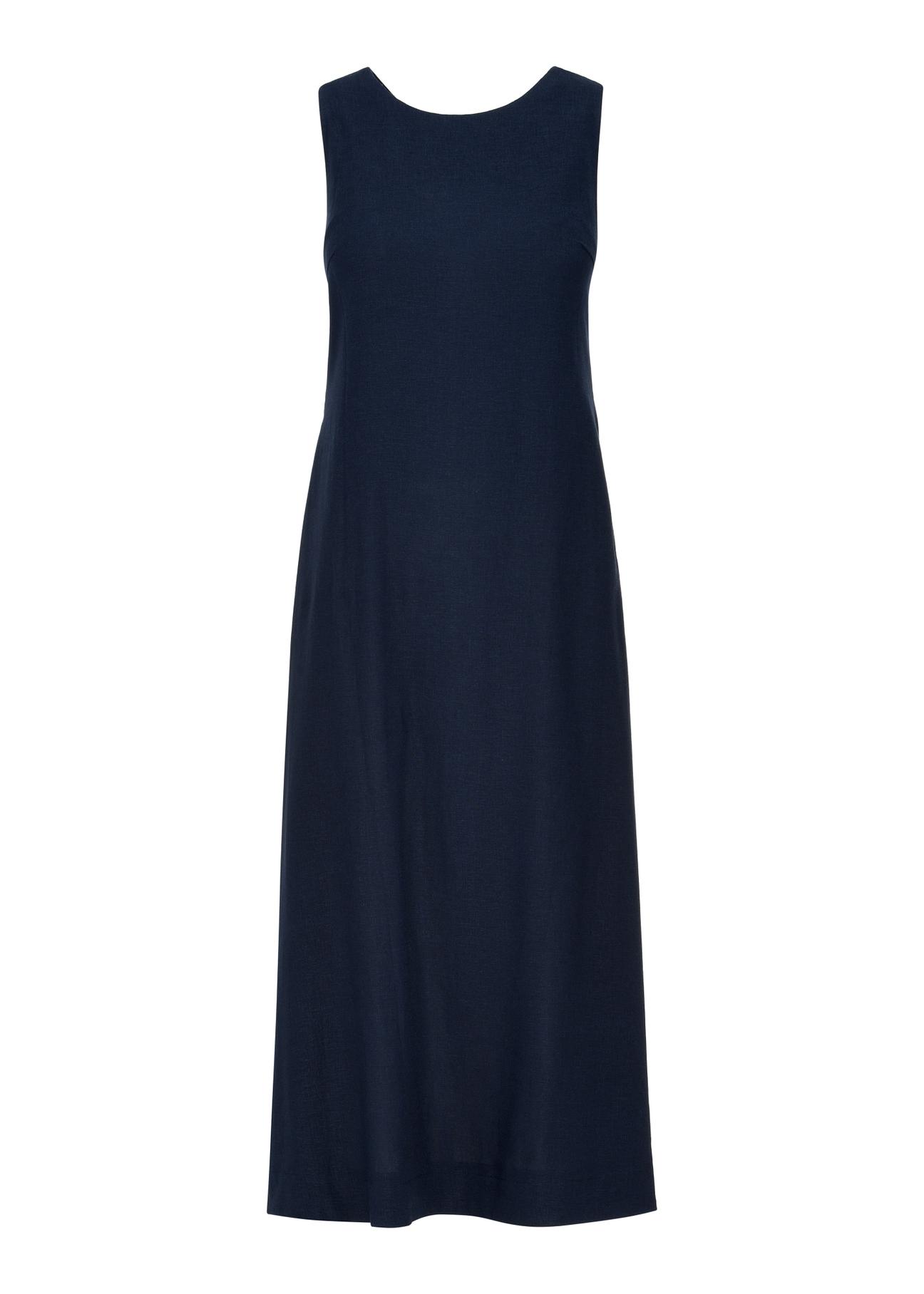 Long navy blue dress with thick straps SUKDT-0192-68(W24)-05