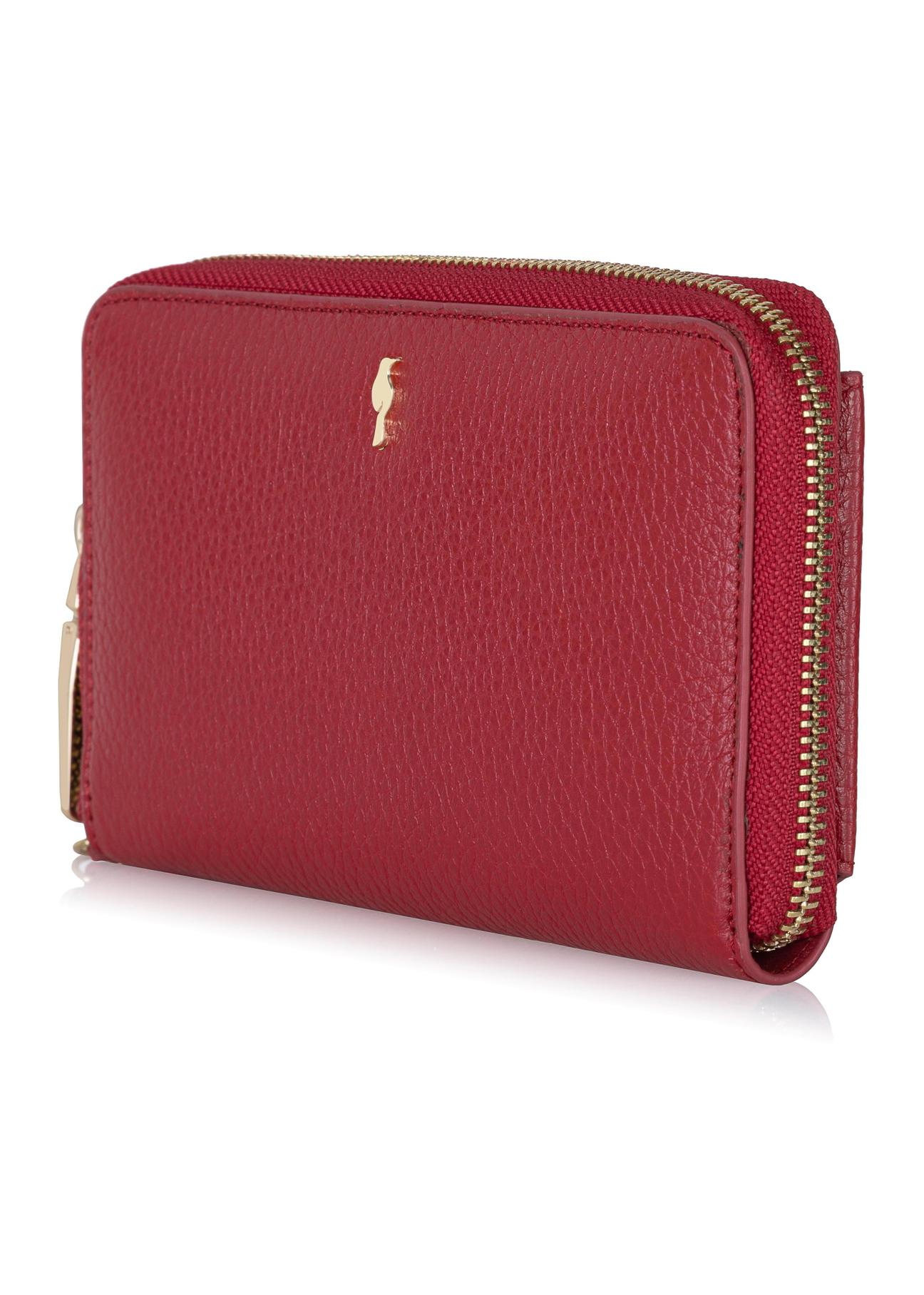 Red leather women's belt wallet PORES-0897-40(Z23)-02