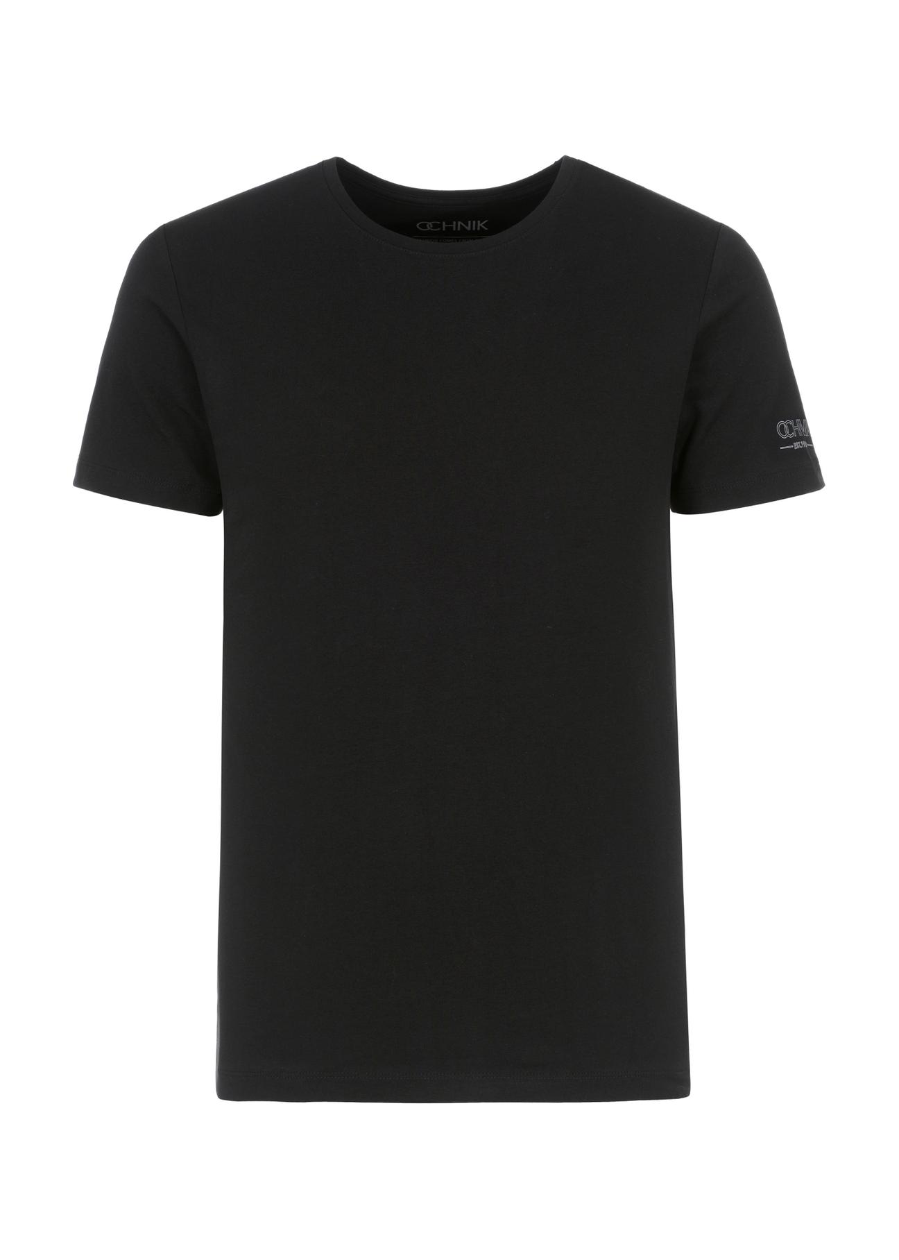 Black basic T-shirt for men with logo TSHMT-0091-99(KS)-03